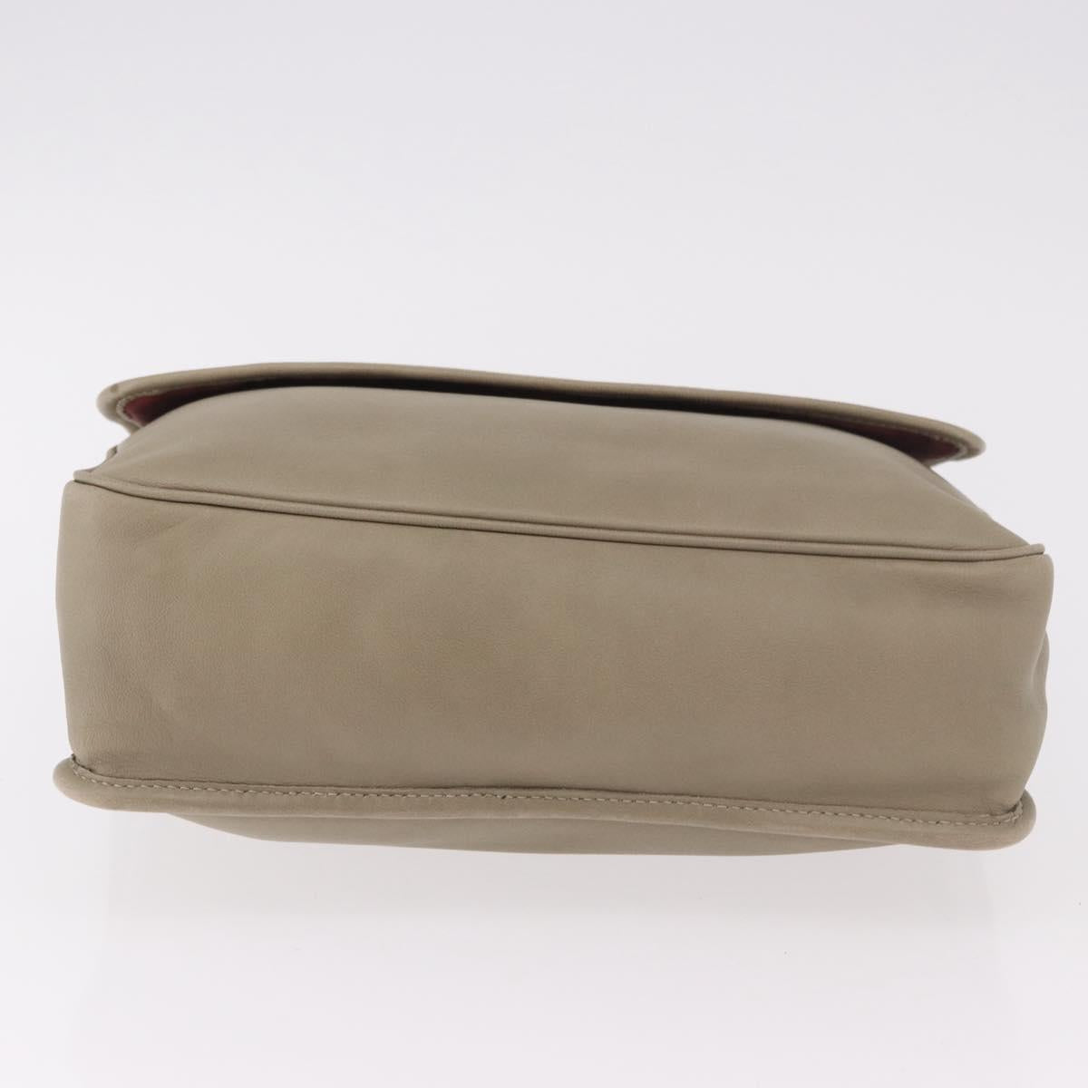 LOEWE Anagram Mya Shoulder Bag Leather Beige Gold Auth 186857A