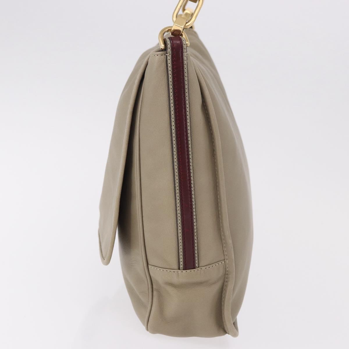 LOEWE Anagram Mya Shoulder Bag Leather Beige Gold Auth 186857A