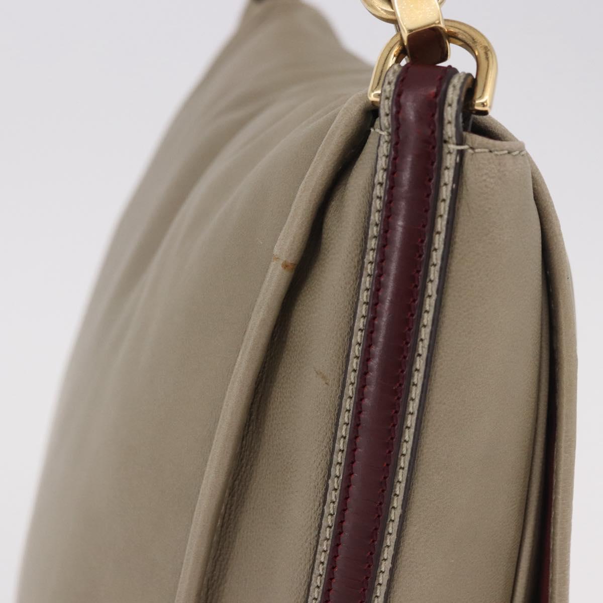 LOEWE Anagram Mya Shoulder Bag Leather Beige Gold Auth 186857A