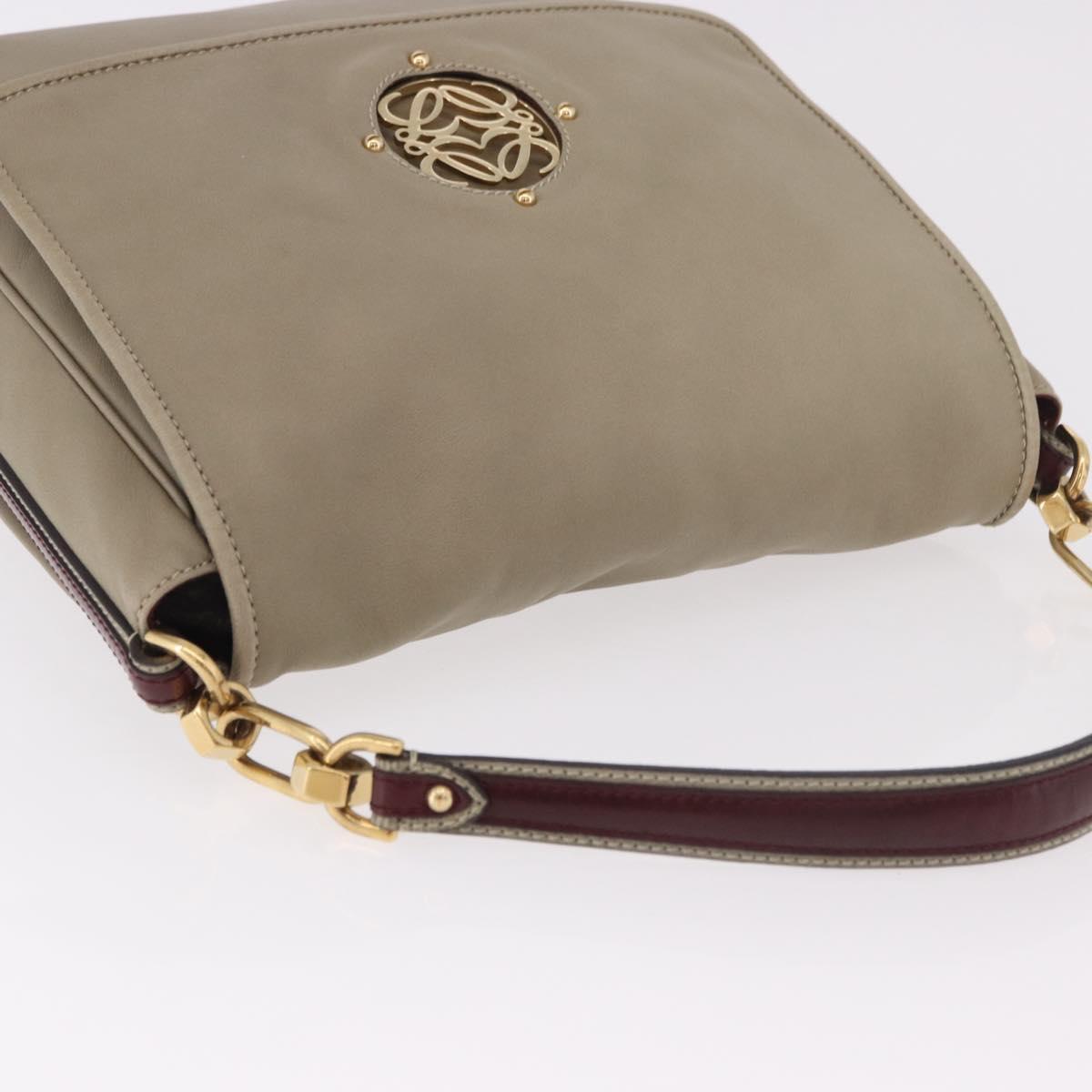 LOEWE Anagram Mya Shoulder Bag Leather Beige Gold Auth 186857A