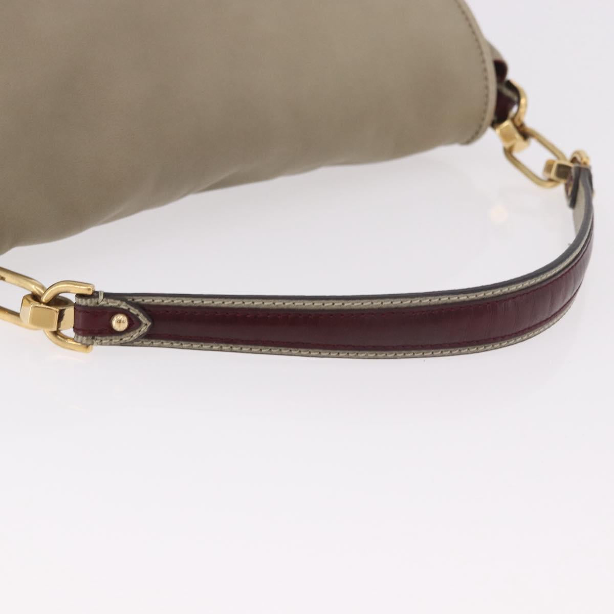 LOEWE Anagram Mya Shoulder Bag Leather Beige Gold Auth 186857A