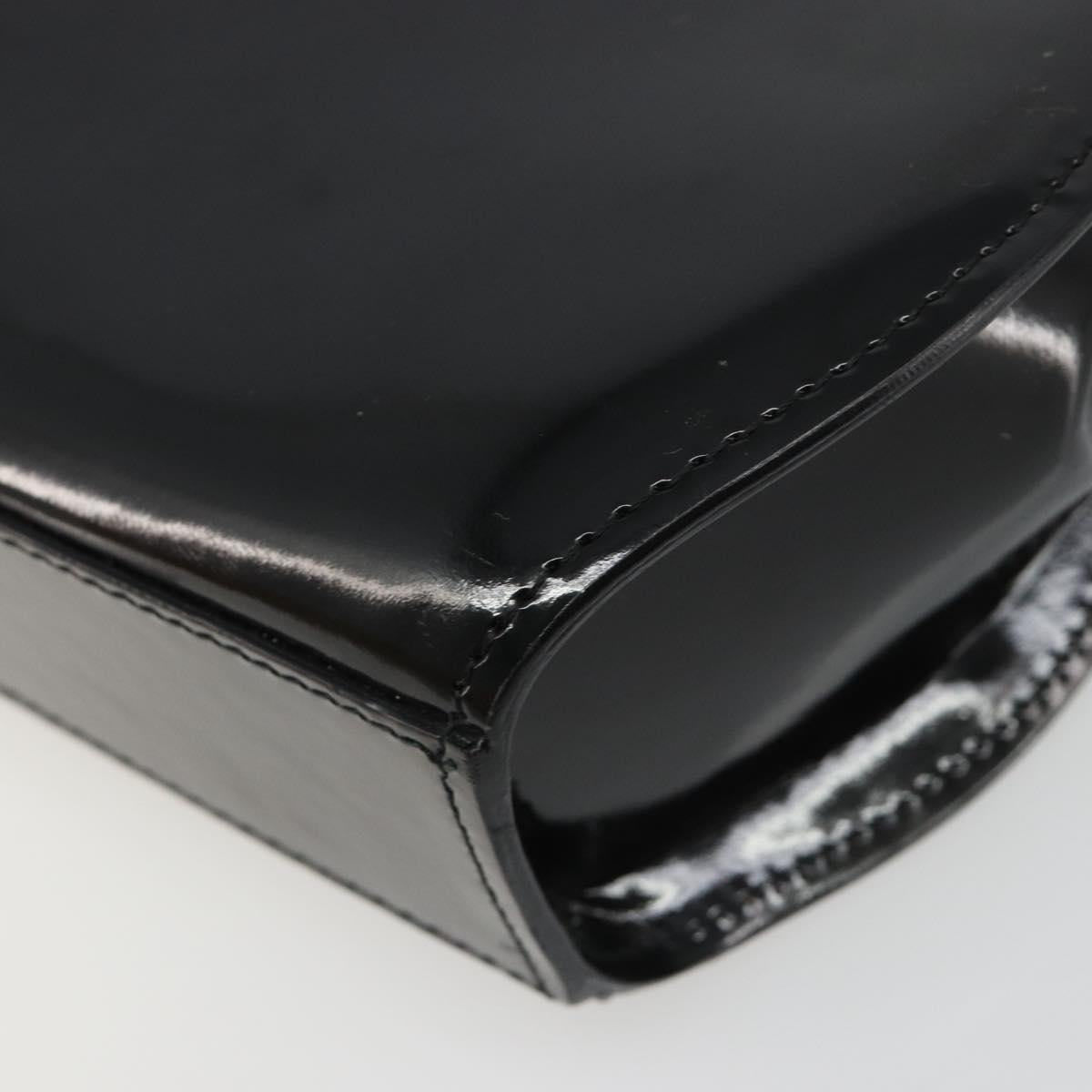 CARTIER PANTHERE Hand Bag Patent leather Black Silver Auth 186858A