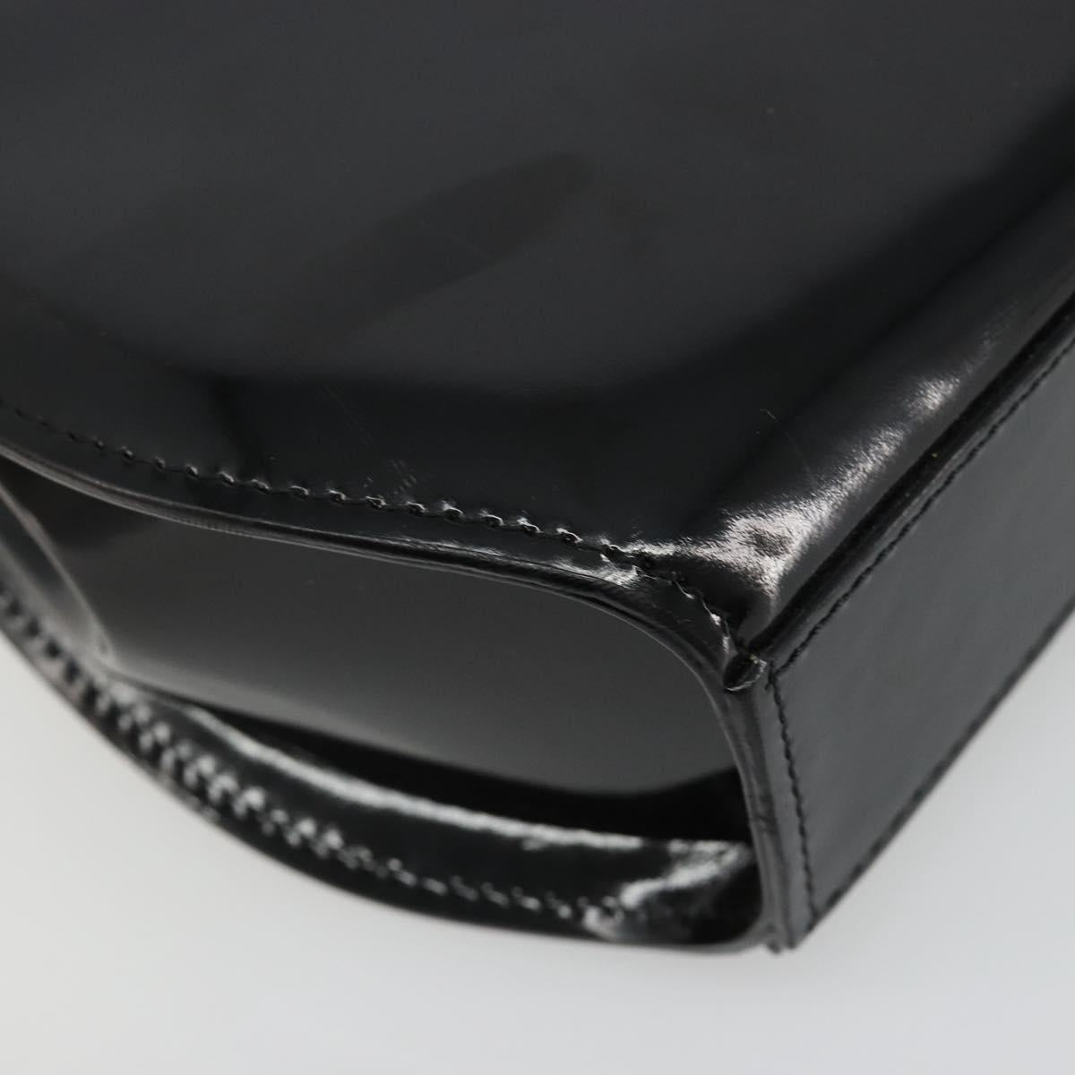 CARTIER PANTHERE Hand Bag Patent leather Black Silver Auth 186858A