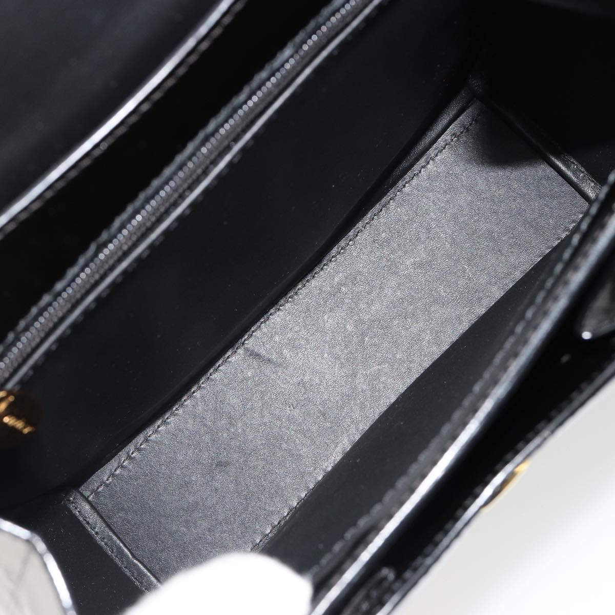 CARTIER PANTHERE Hand Bag Patent leather Black Silver Auth 186858A