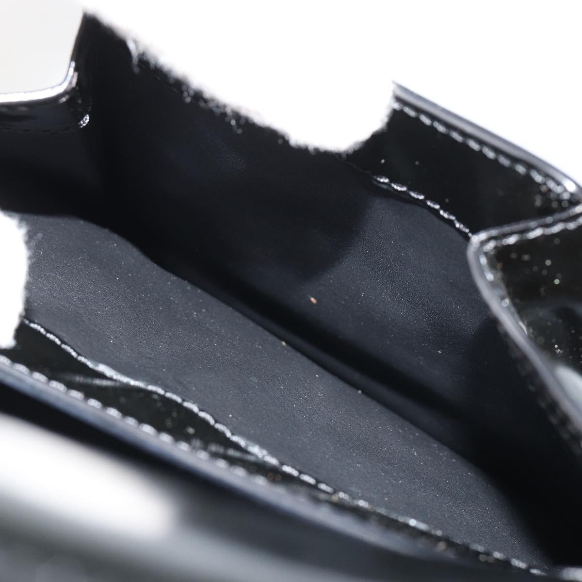 CARTIER PANTHERE Hand Bag Patent leather Black Silver Auth 186858A