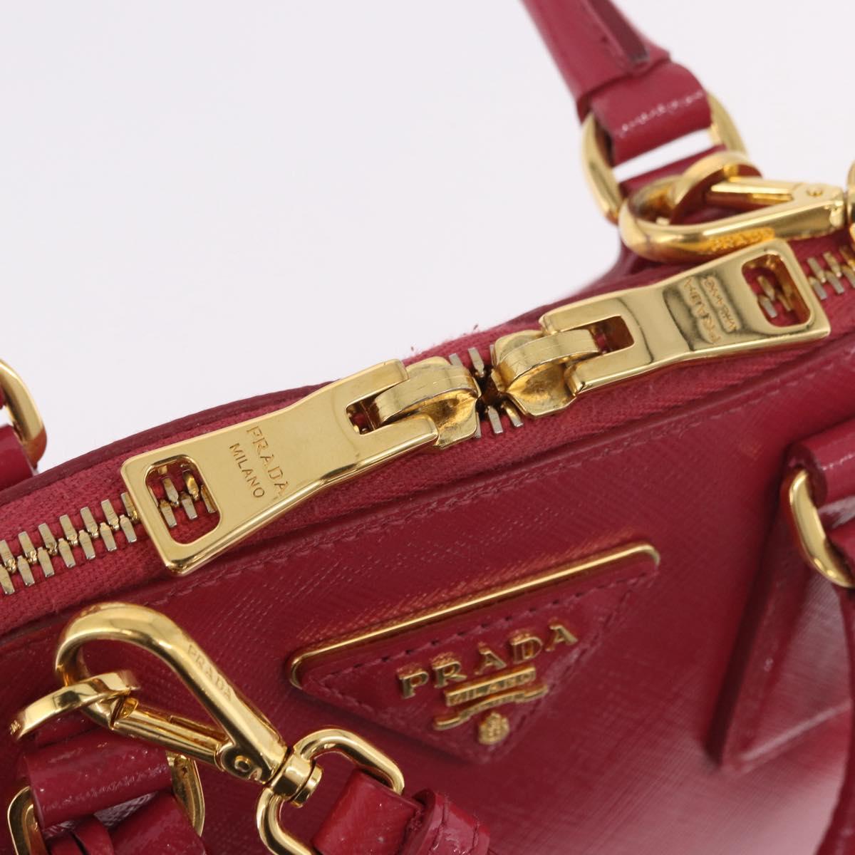 PRADA Hand Bag Saffiano Leather 2way Pink Gold Auth 186860V