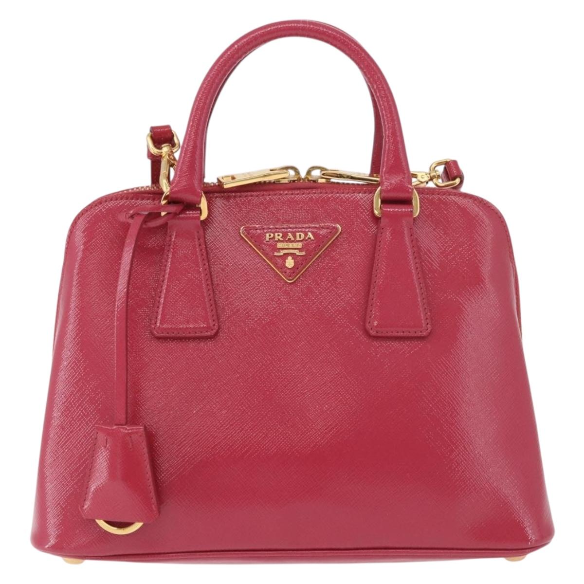 PRADA Hand Bag Saffiano Leather 2way Pink Gold Auth 186860V