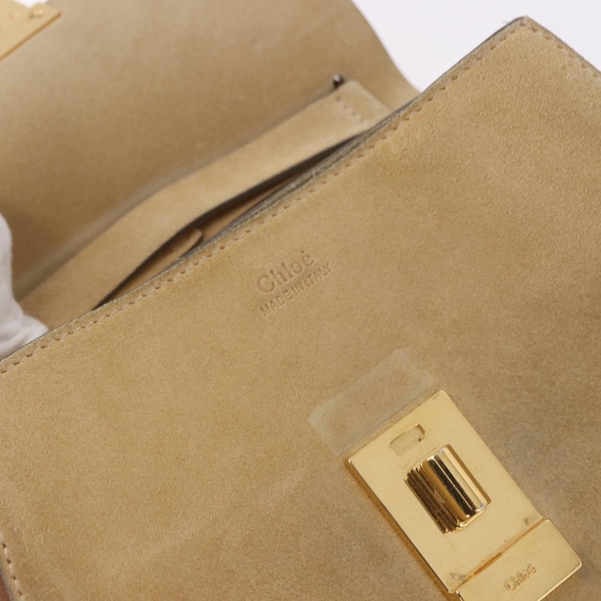 Chloe Drew Chain Shoulder Bag Suede Leather Beige Gold Auth 186862A
