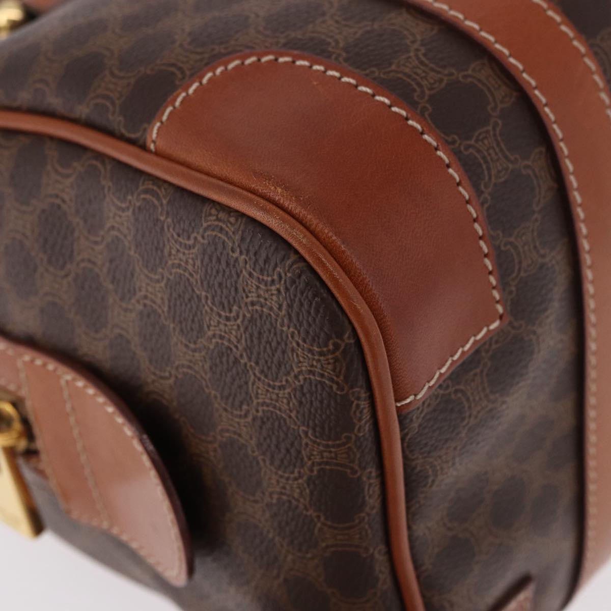 CELINE Macadam Canvas Hand Bag PVC Leather Brown Gold Auth 186868A