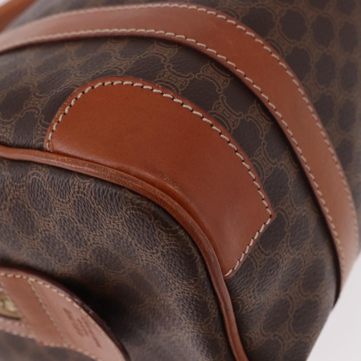 CELINE Macadam Canvas Hand Bag PVC Leather Brown Gold Auth 186868A