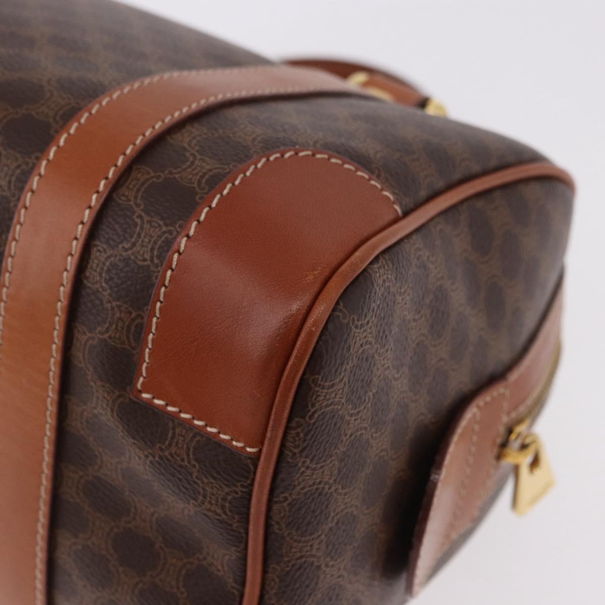 CELINE Macadam Canvas Hand Bag PVC Leather Brown Gold Auth 186868A