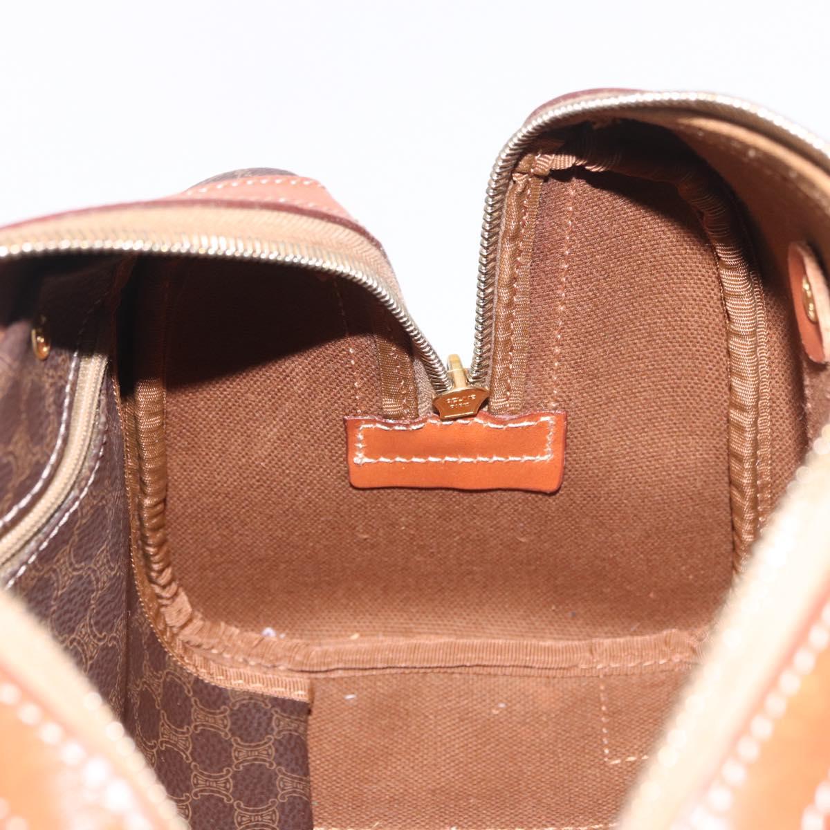 CELINE Macadam Canvas Hand Bag PVC Leather Brown Gold Auth 186868A