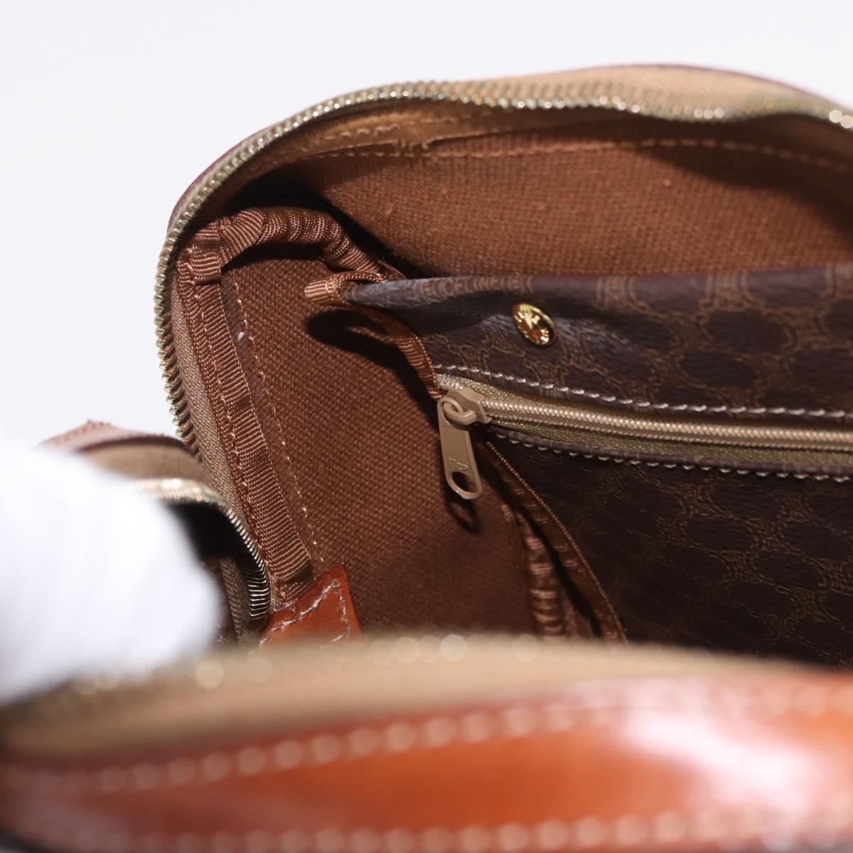 CELINE Macadam Canvas Hand Bag PVC Leather Brown Gold Auth 186868A