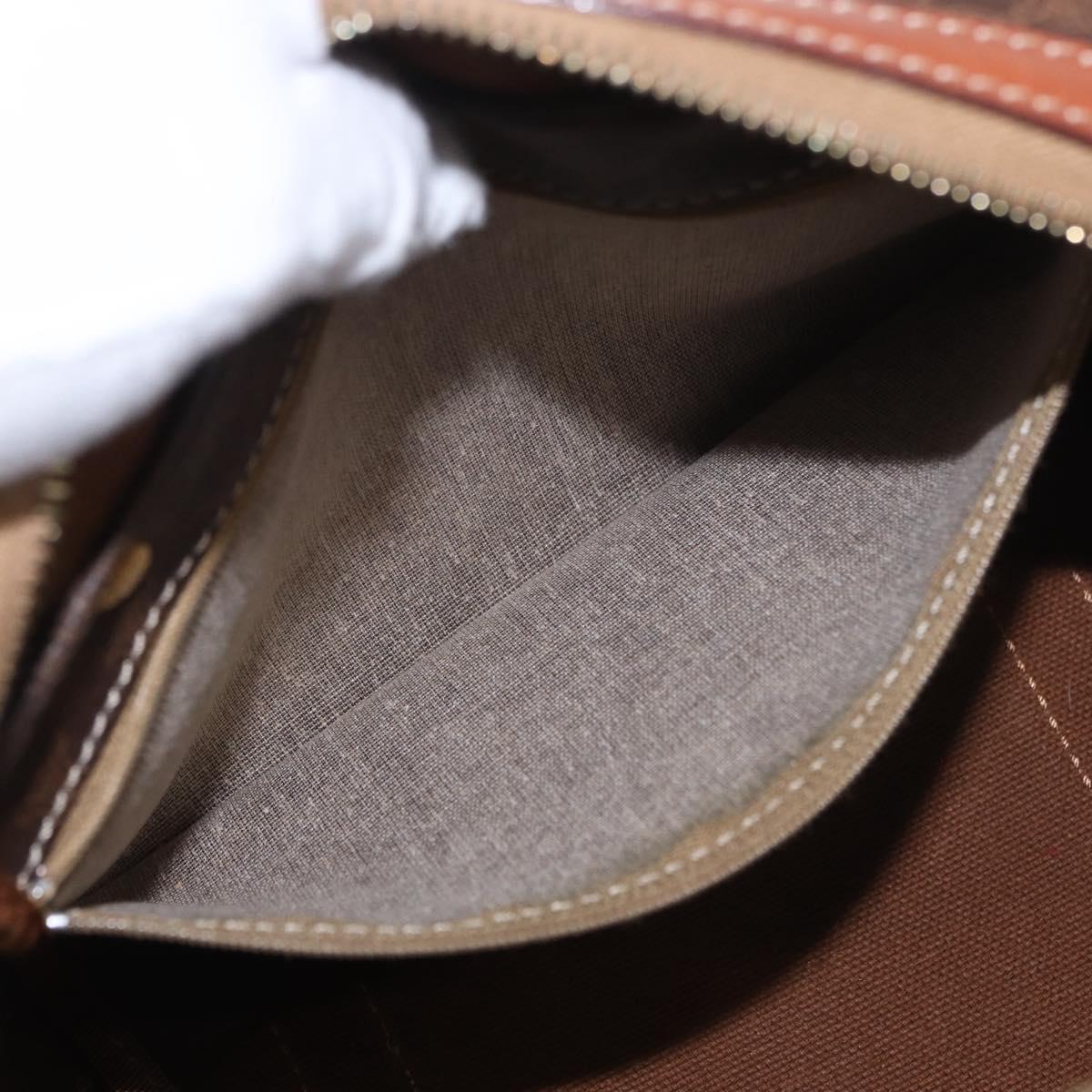CELINE Macadam Canvas Hand Bag PVC Leather Brown Gold Auth 186868A