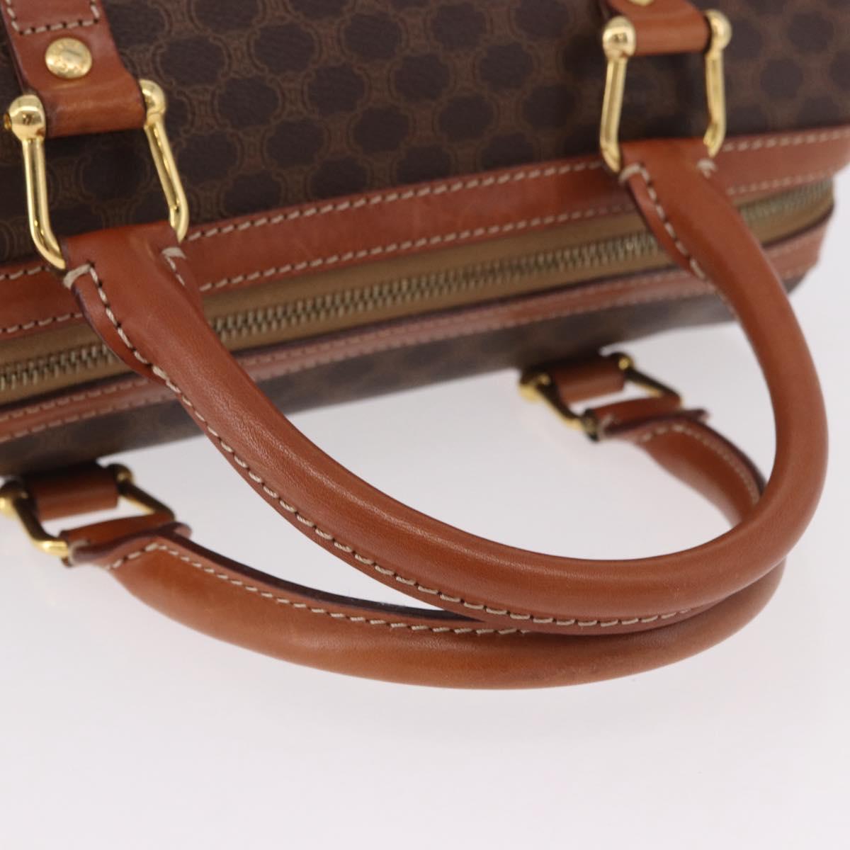 CELINE Macadam Canvas Hand Bag PVC Leather Brown Gold Auth 186868A