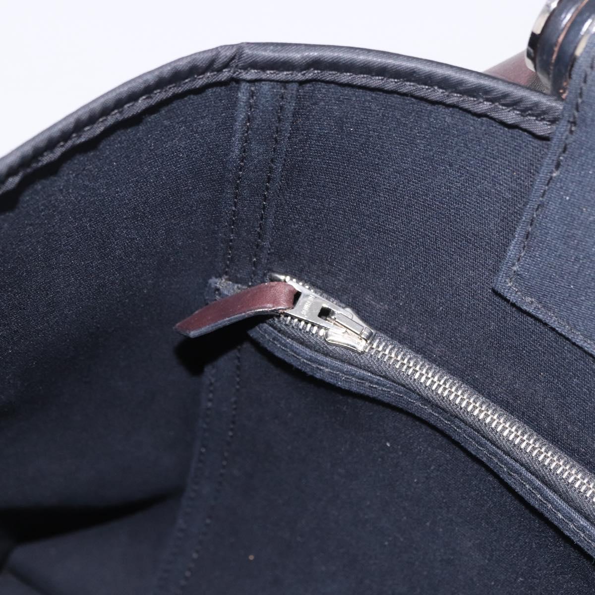 HERMES Kabak Elan PM Hand Bag Canvas 2way Black Silver Auth 186871V