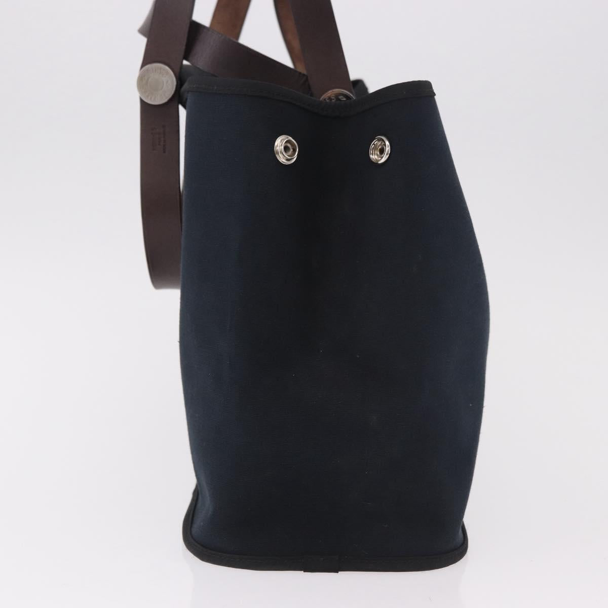 HERMES Kabak Elan PM Hand Bag Canvas 2way Black Silver Auth 186871V