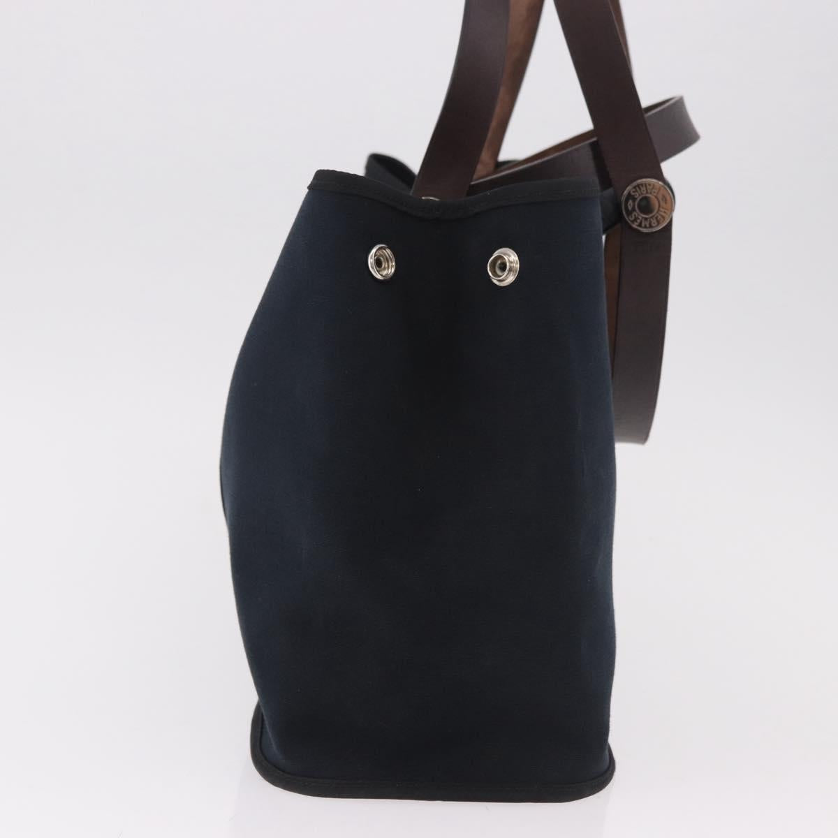 HERMES Kabak Elan PM Hand Bag Canvas 2way Black Silver Auth 186871V