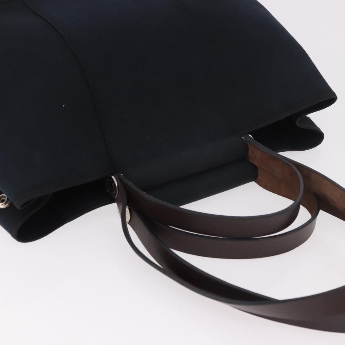 HERMES Kabak Elan PM Hand Bag Canvas 2way Black Silver Auth 186871V