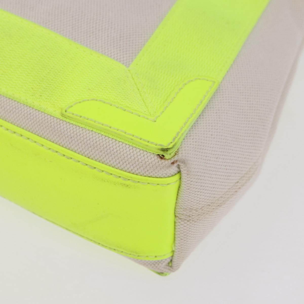BALENCIAGA Navy Cabas XS Hand Bag Canvas Yellow Silver Auth 186872