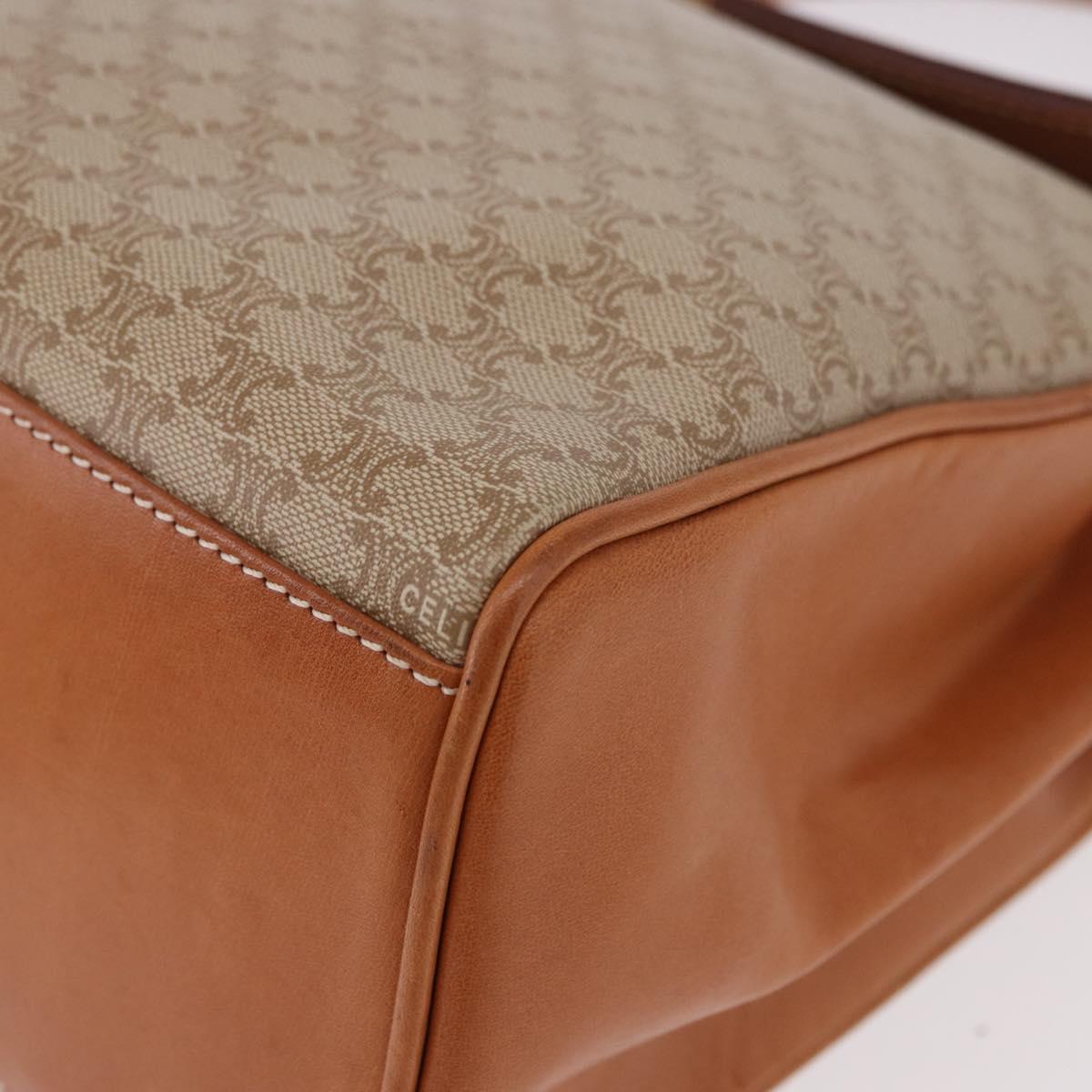 CELINE Macadam Canvas Hand Bag PVC Beige Gold Auth 186876