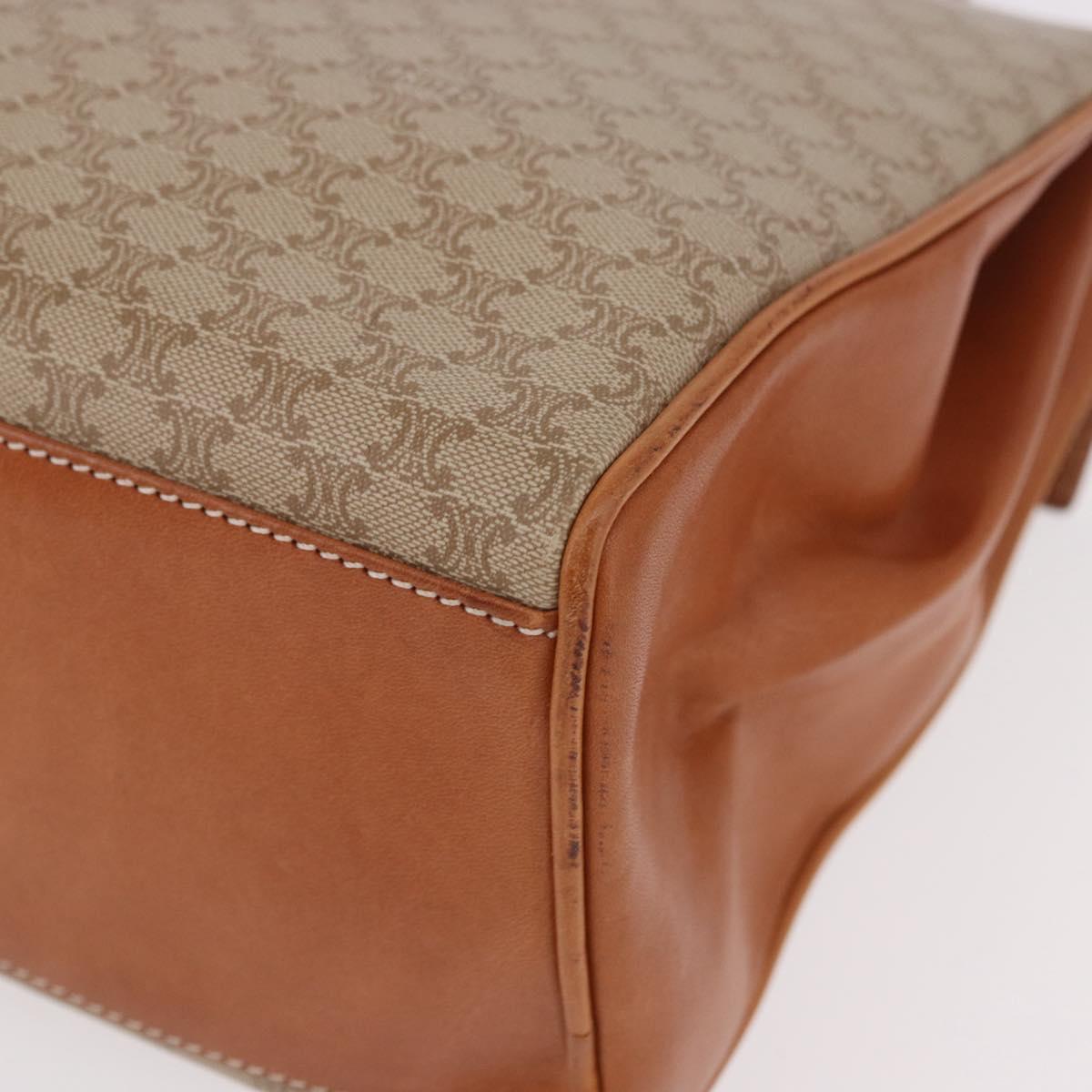 CELINE Macadam Canvas Hand Bag PVC Beige Gold Auth 186876
