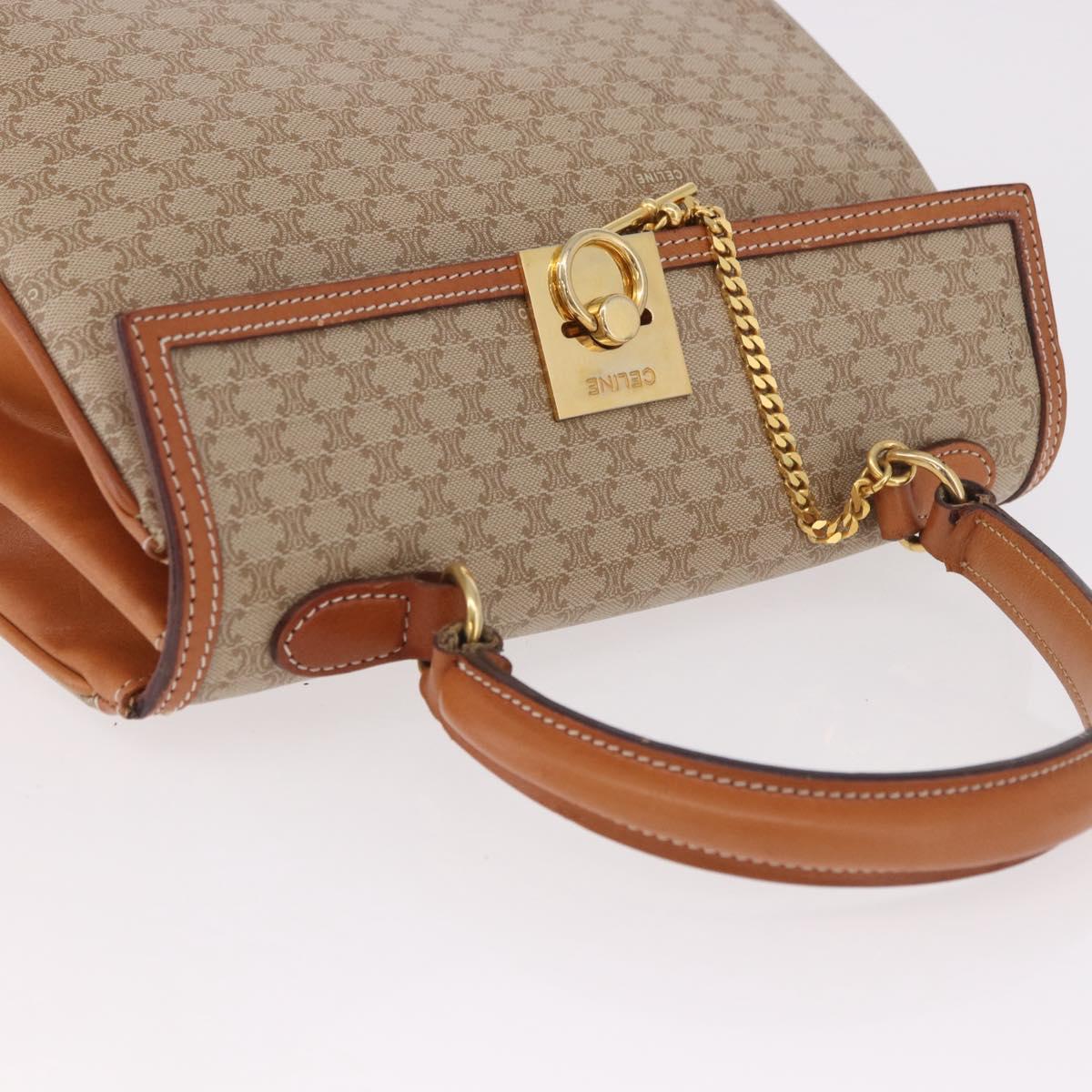 CELINE Macadam Canvas Hand Bag PVC Beige Gold Auth 186876