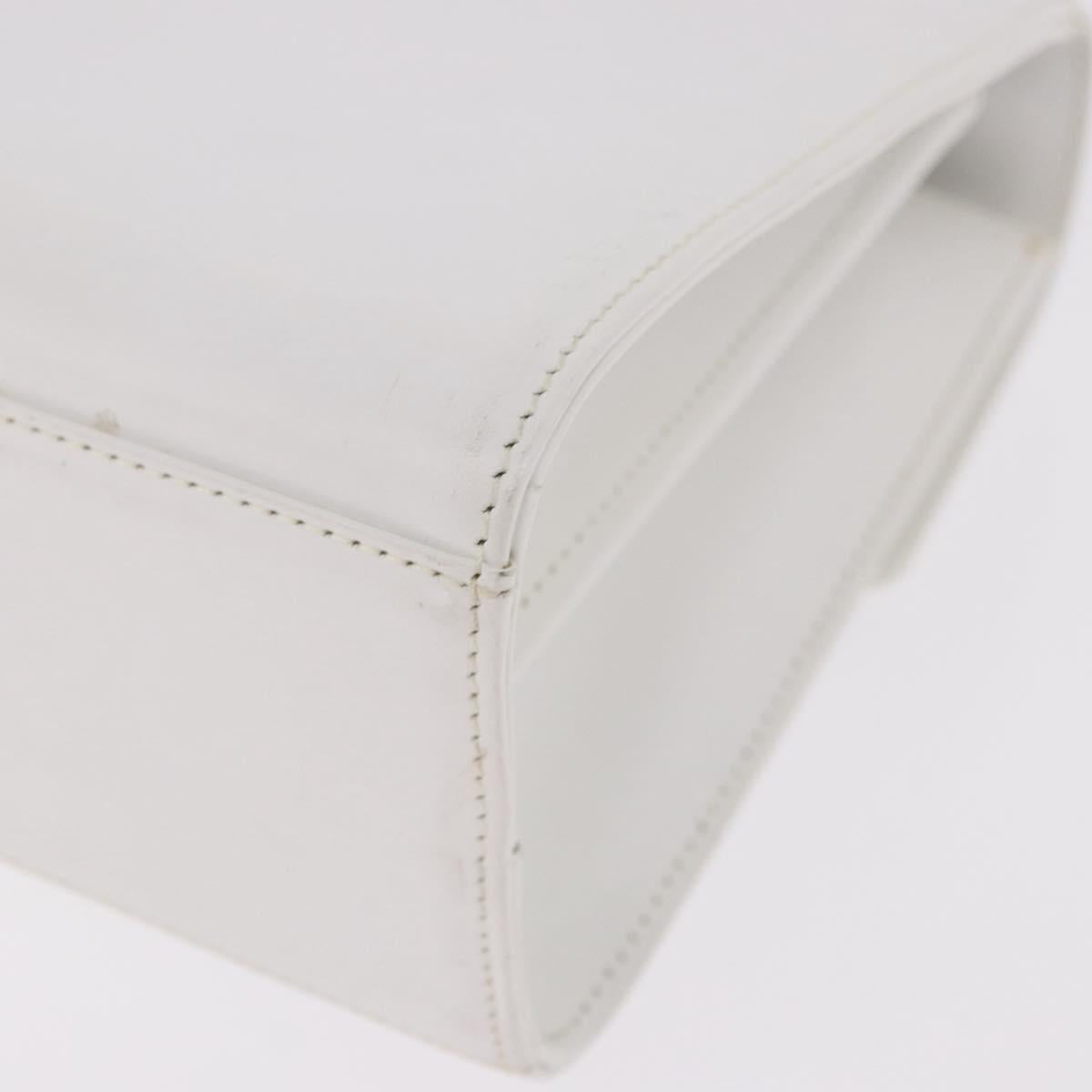 GIVENCHY Hand Bag Leather White Gold Auth 186878A