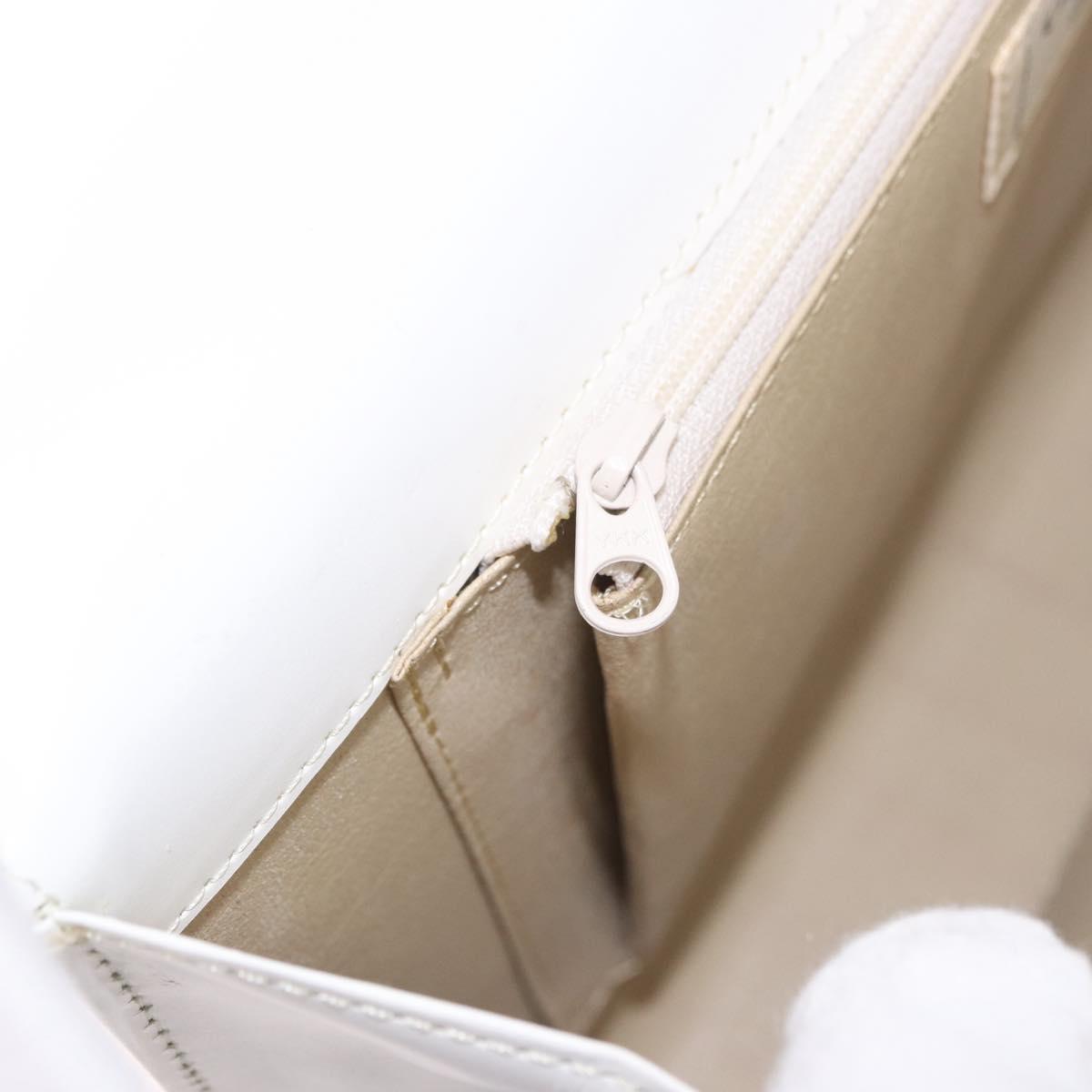 GIVENCHY Hand Bag Leather White Gold Auth 186878A