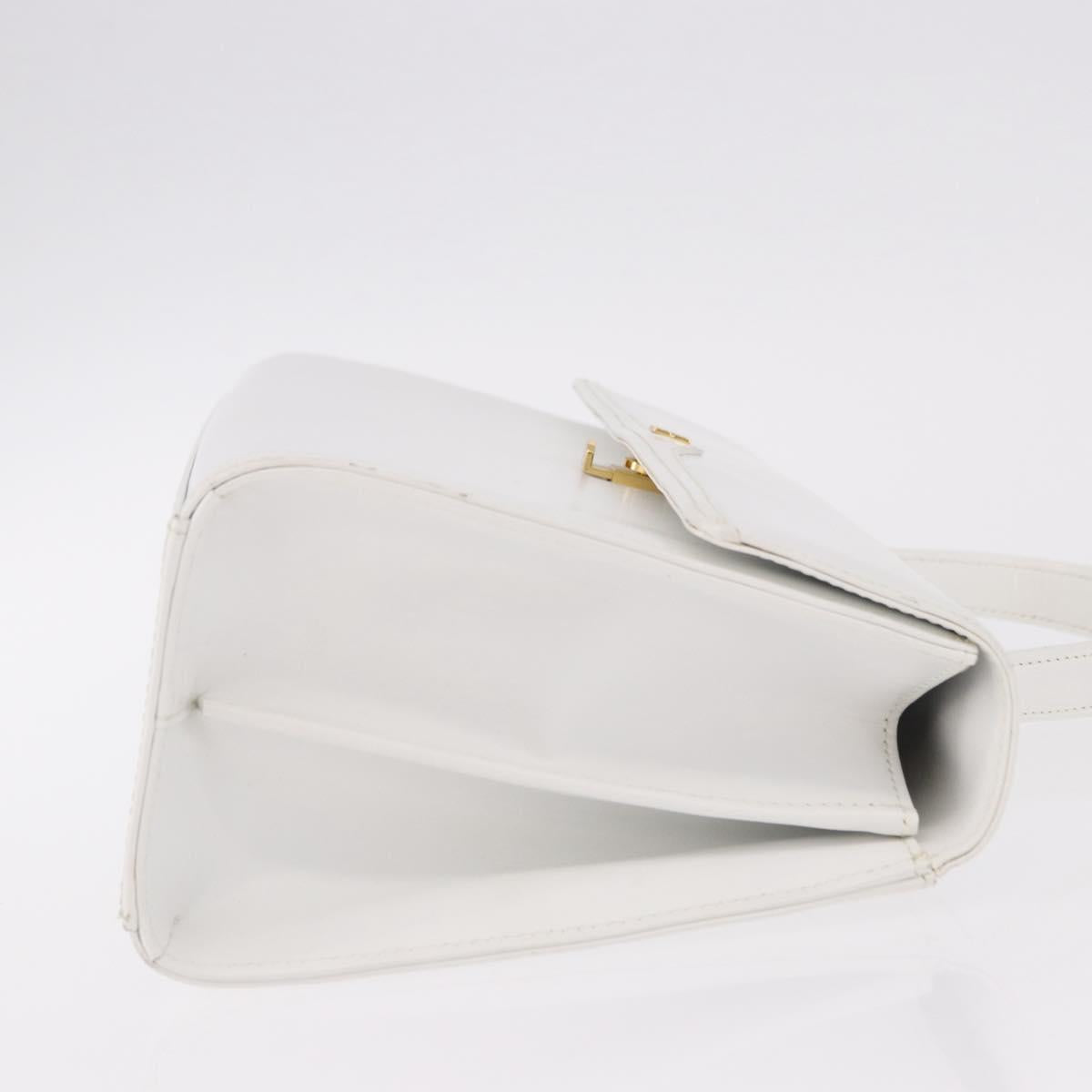 GIVENCHY Hand Bag Leather White Gold Auth 186878A