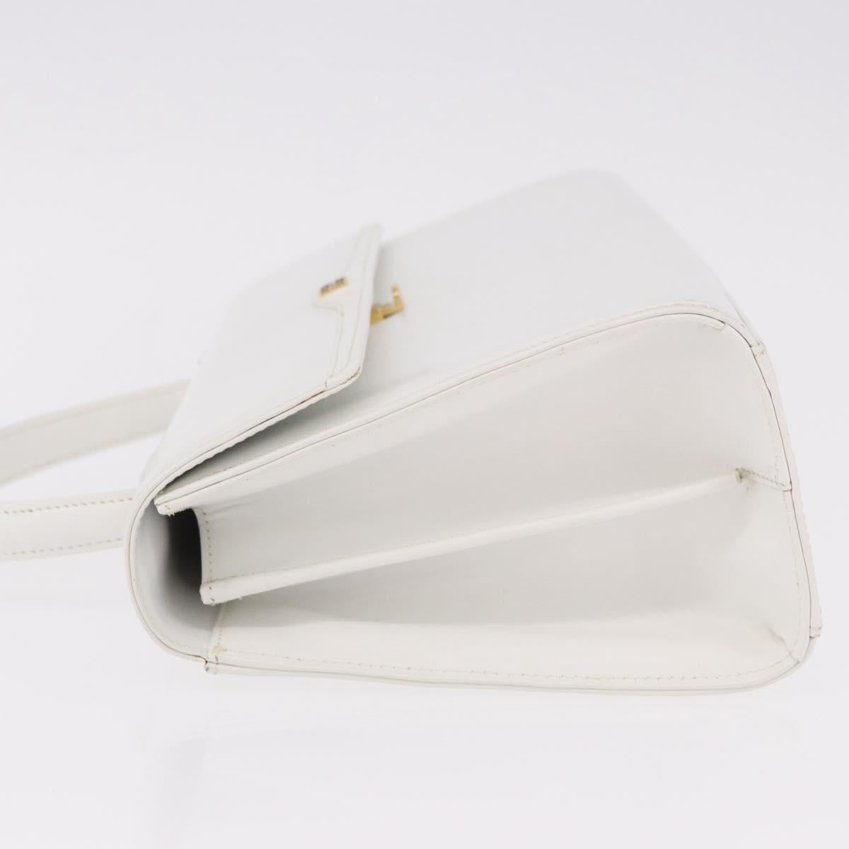 GIVENCHY Hand Bag Leather White Gold Auth 186878A