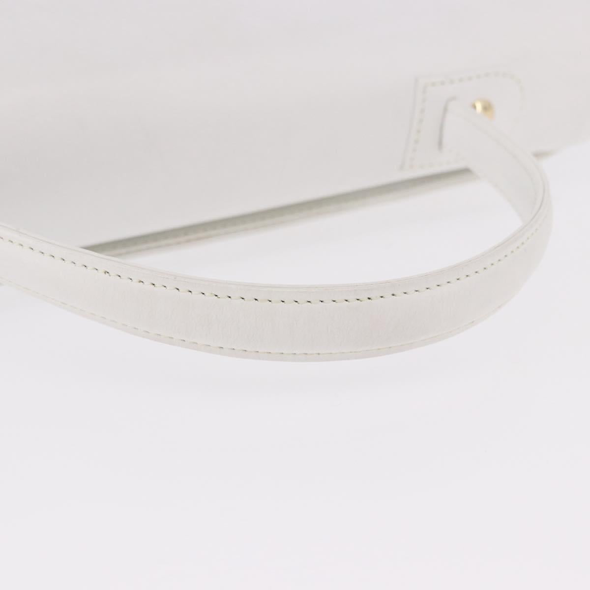GIVENCHY Hand Bag Leather White Gold Auth 186878A