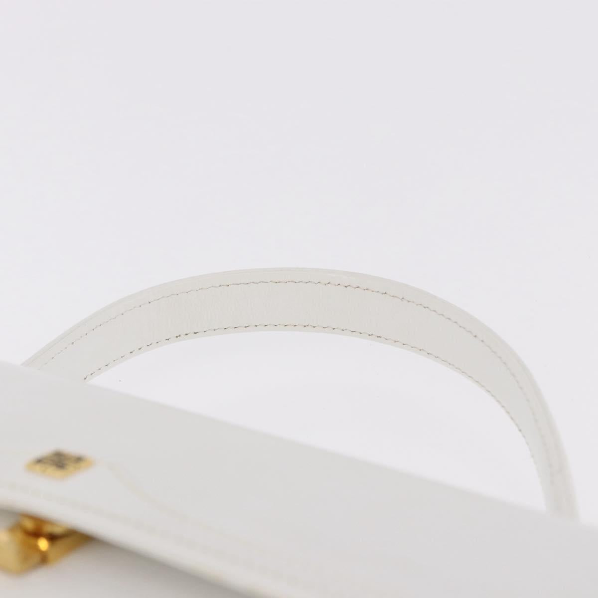 GIVENCHY Hand Bag Leather White Gold Auth 186878A