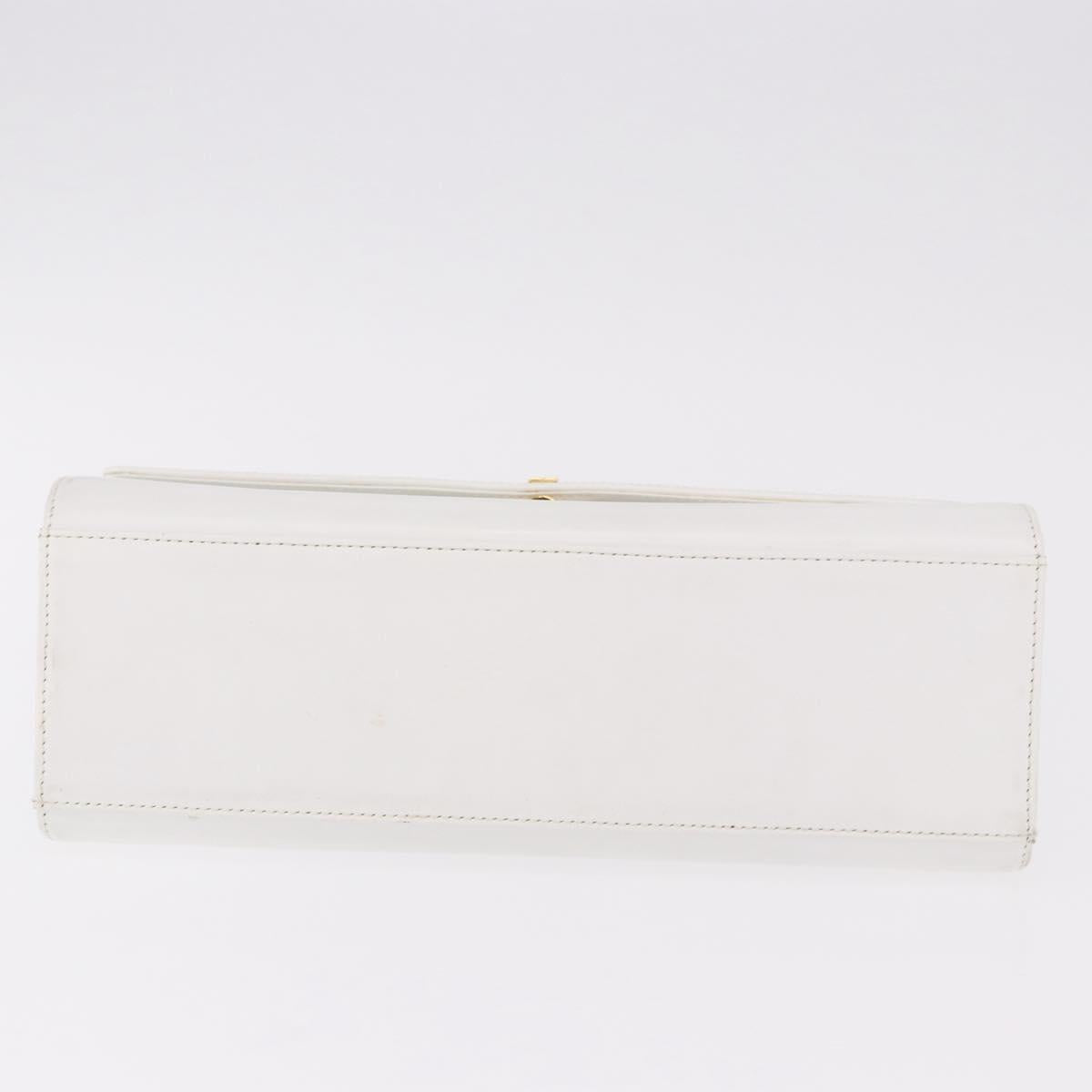 GIVENCHY Hand Bag Leather White Gold Auth 186878A