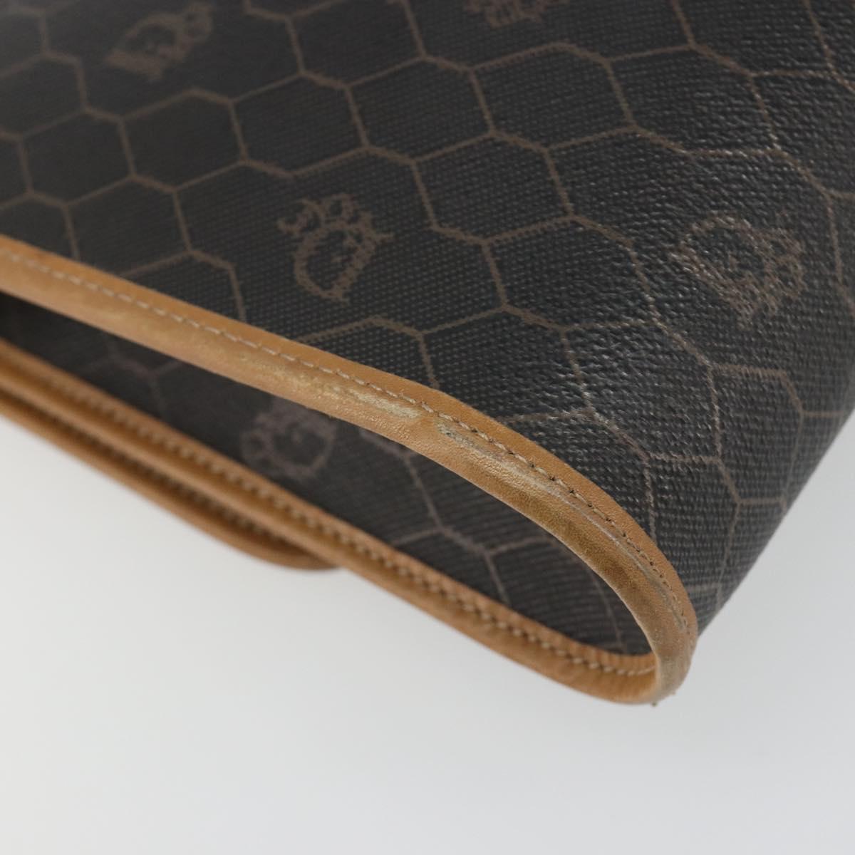 Christian Dior Honeycomb Canvas Shoulder Bag PVC Black Gold Auth 186880