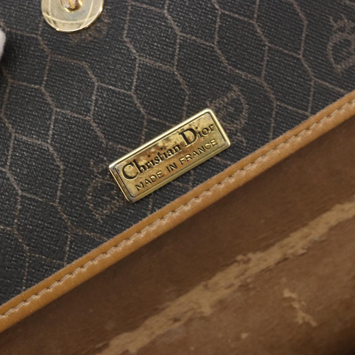 Christian Dior Honeycomb Canvas Shoulder Bag PVC Black Gold Auth 186880