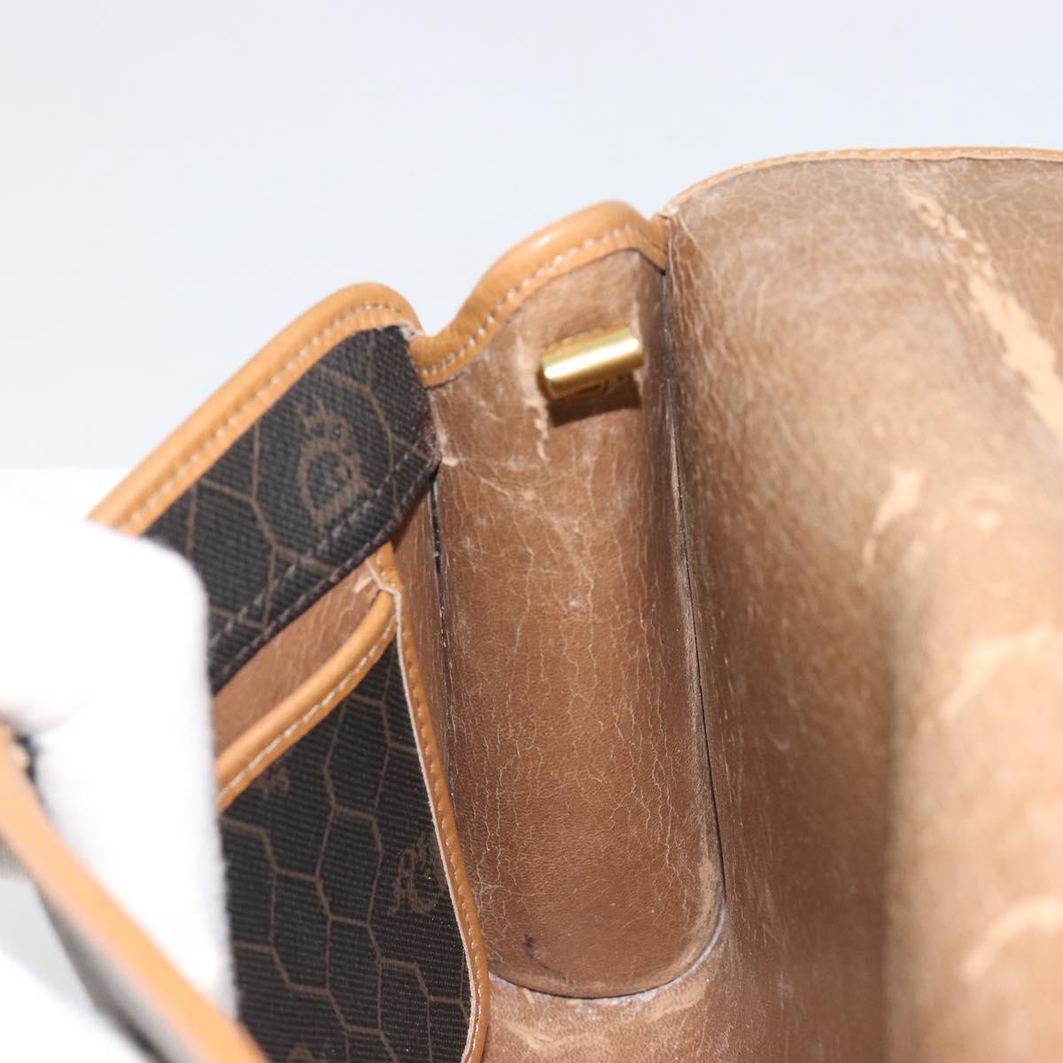 Christian Dior Honeycomb Canvas Shoulder Bag PVC Black Gold Auth 186880