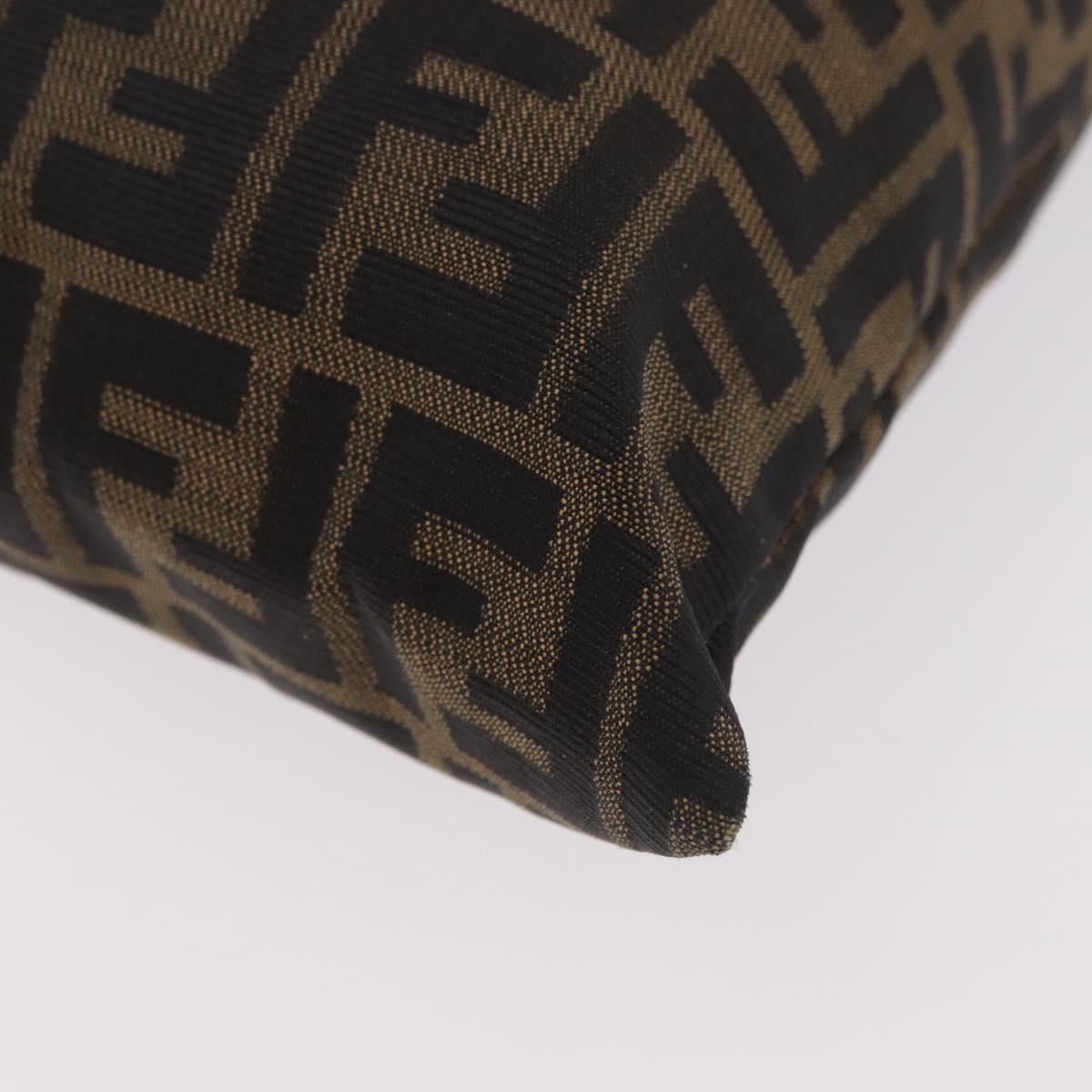 FENDI Zucca Canvas Hand Bag Black Brown Auth 186884