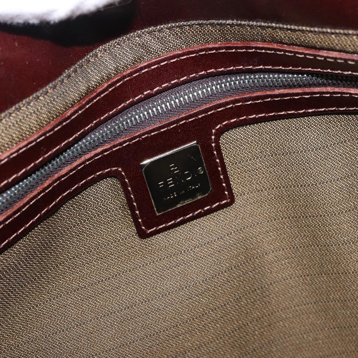 FENDI Zucca Canvas Hand Bag Black Brown Auth 186884