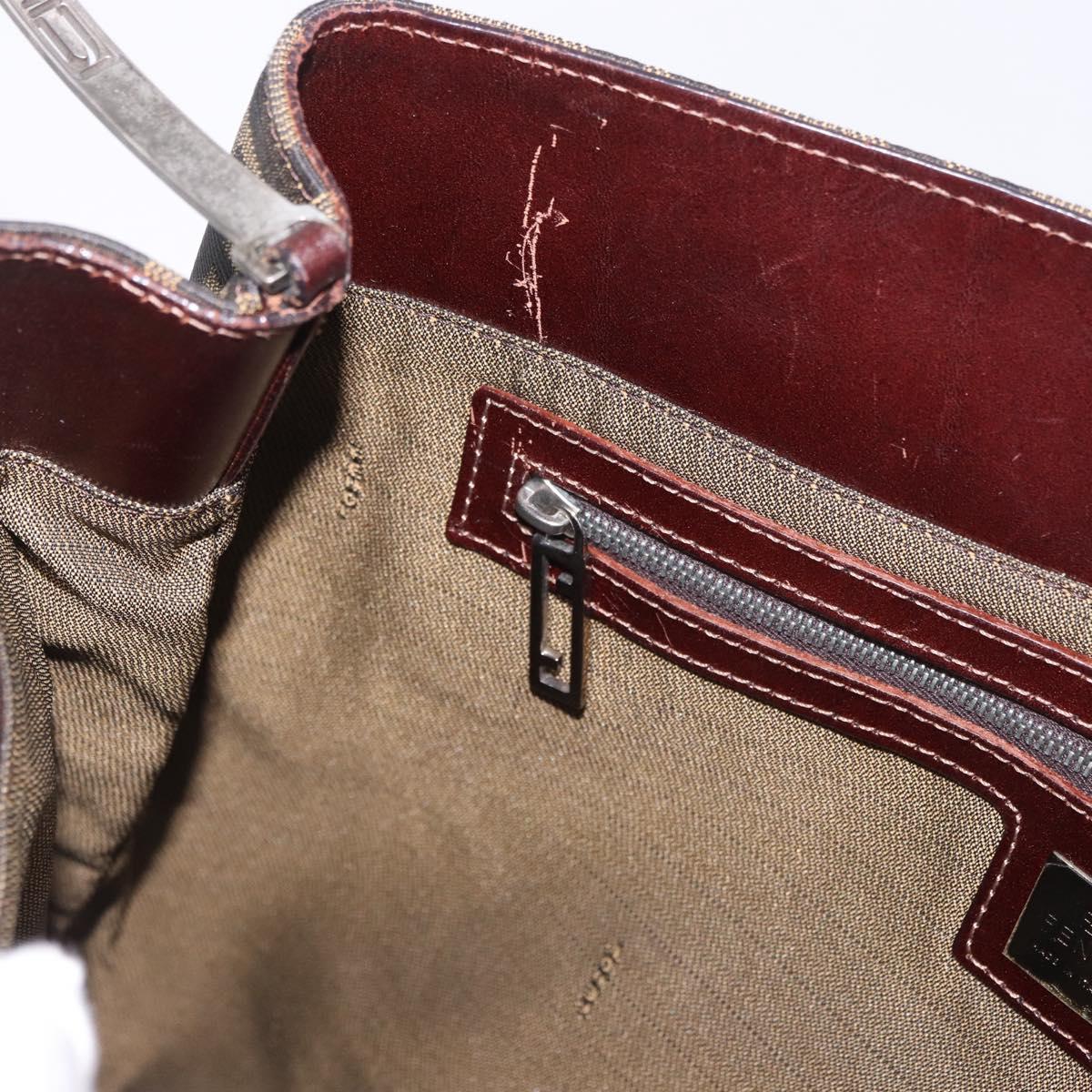 FENDI Zucca Canvas Hand Bag Black Brown Auth 186884