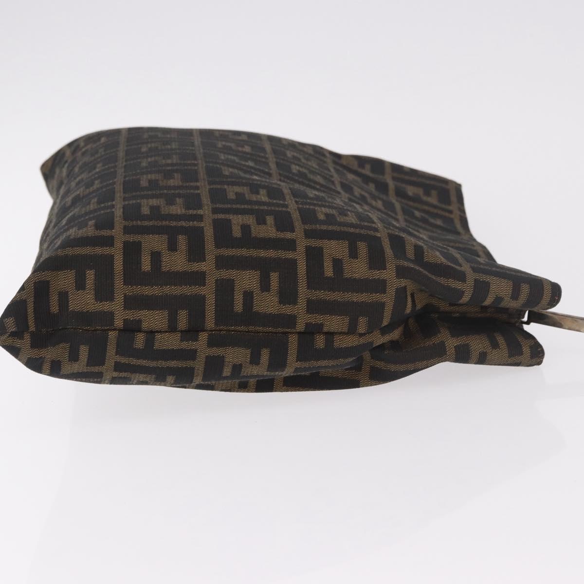 FENDI Zucca Canvas Hand Bag Black Brown Auth 186884