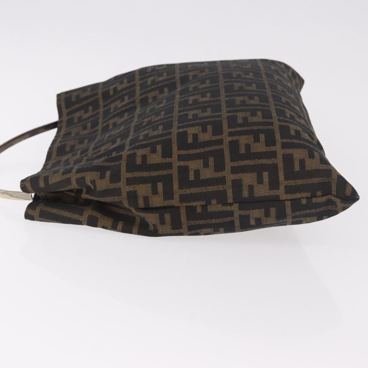 FENDI Zucca Canvas Hand Bag Black Brown Auth 186884