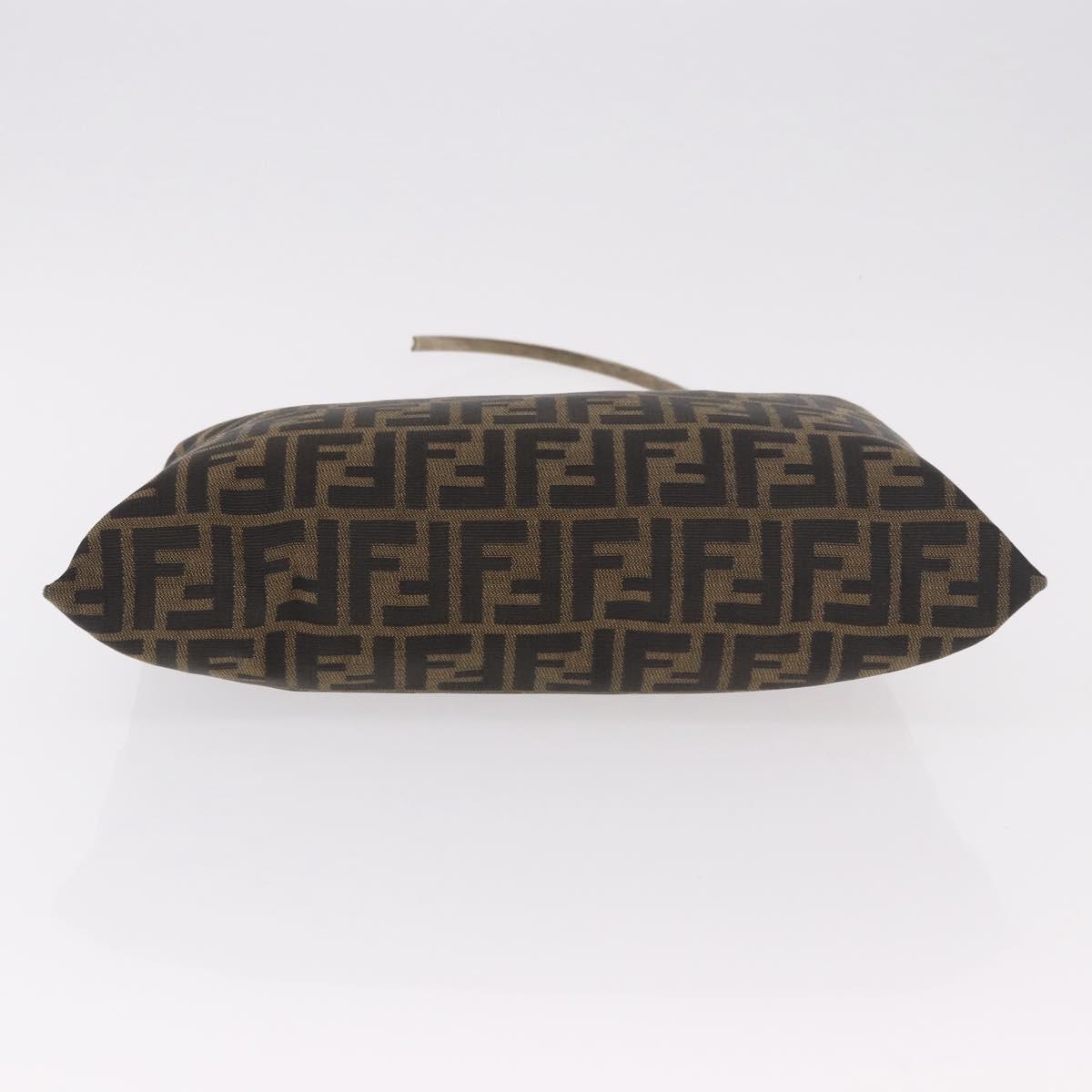 FENDI Zucca Canvas Hand Bag Black Brown Auth 186884