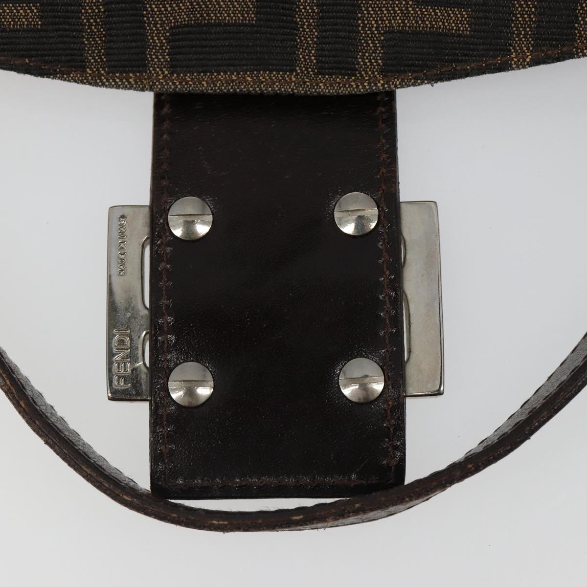 FENDI Zucca Canvas Mamma Baguette Shoulder Bag Black Brown Auth 186886V