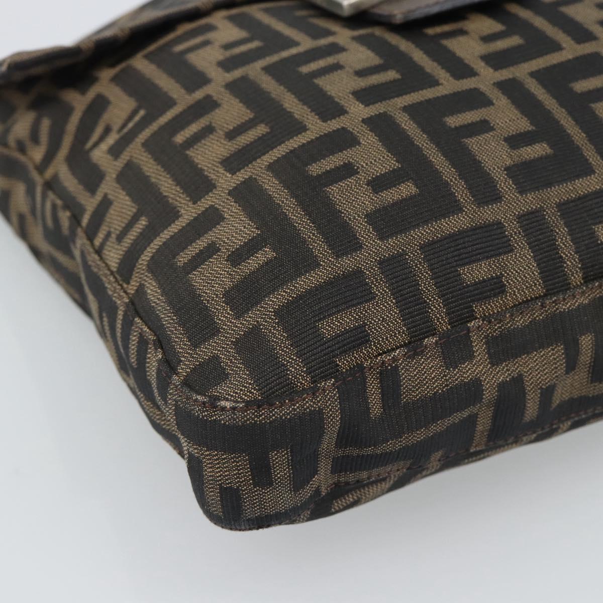 FENDI Zucca Canvas Shoulder Bag Black Brown Auth 186892V