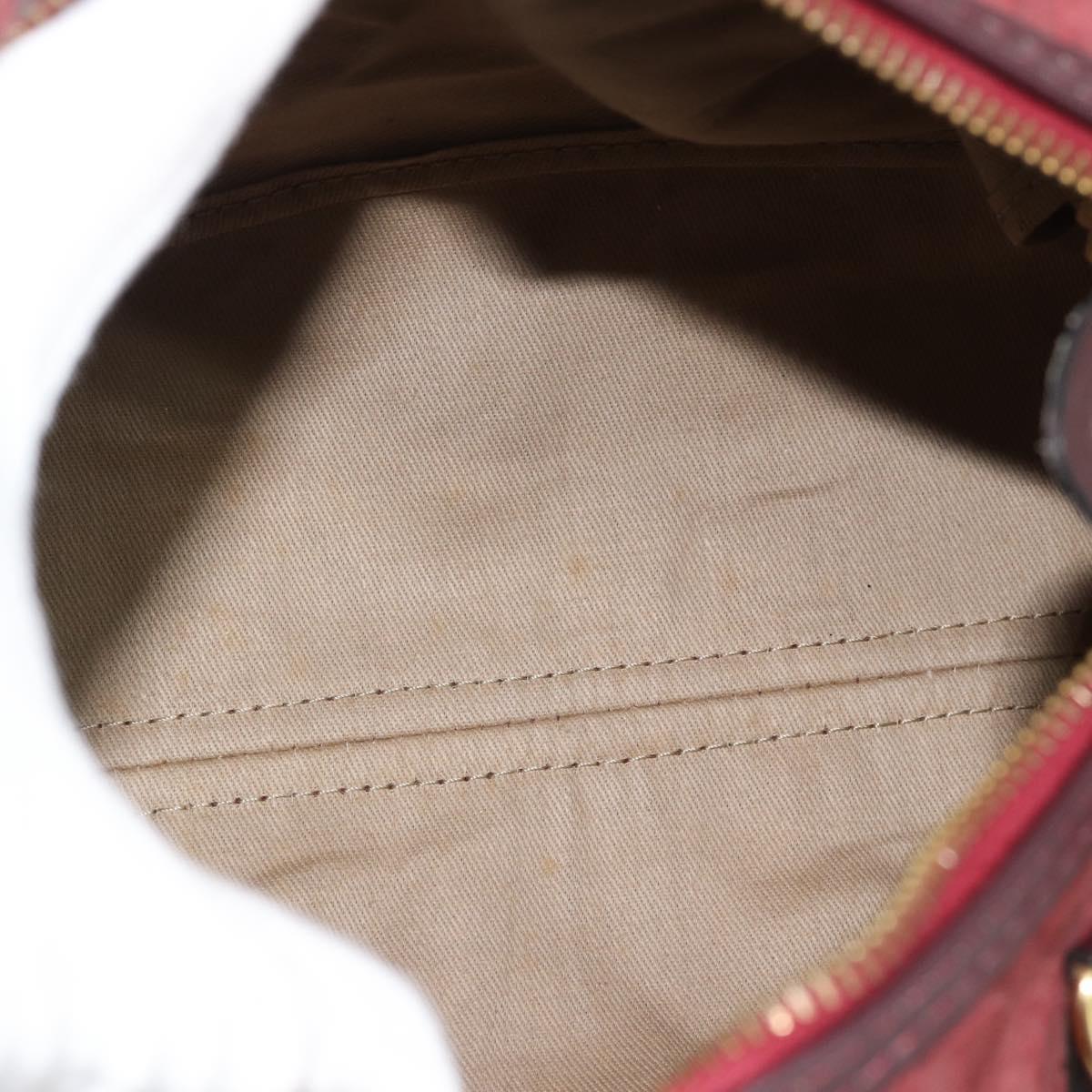 Christian Dior Trotter Canvas Boston Bag Suede Red Gold Auth 186895