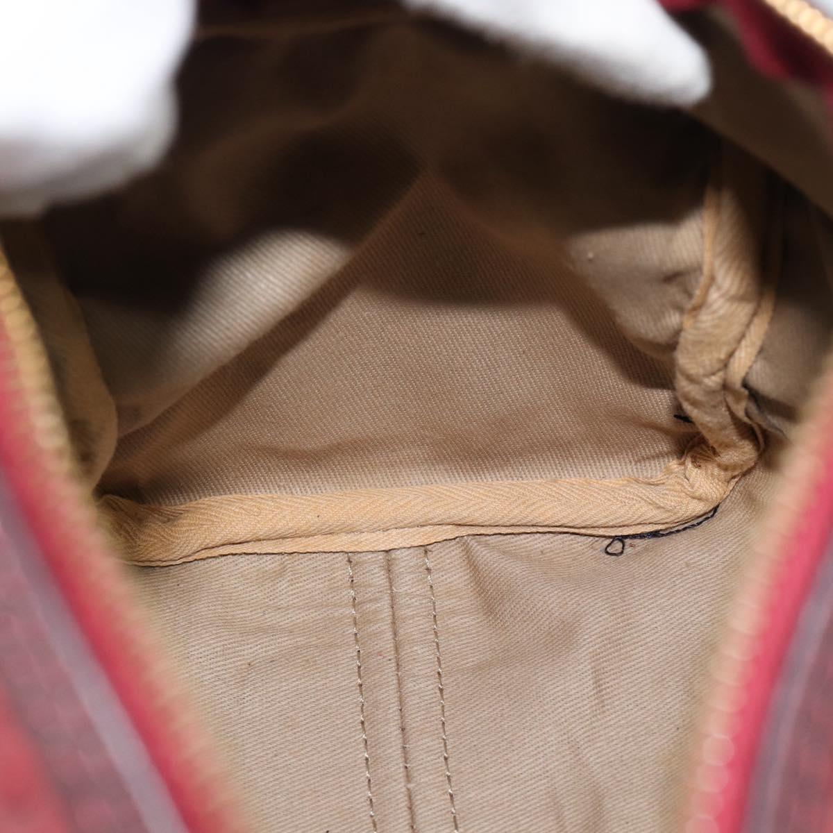 Christian Dior Trotter Canvas Boston Bag Suede Red Gold Auth 186895