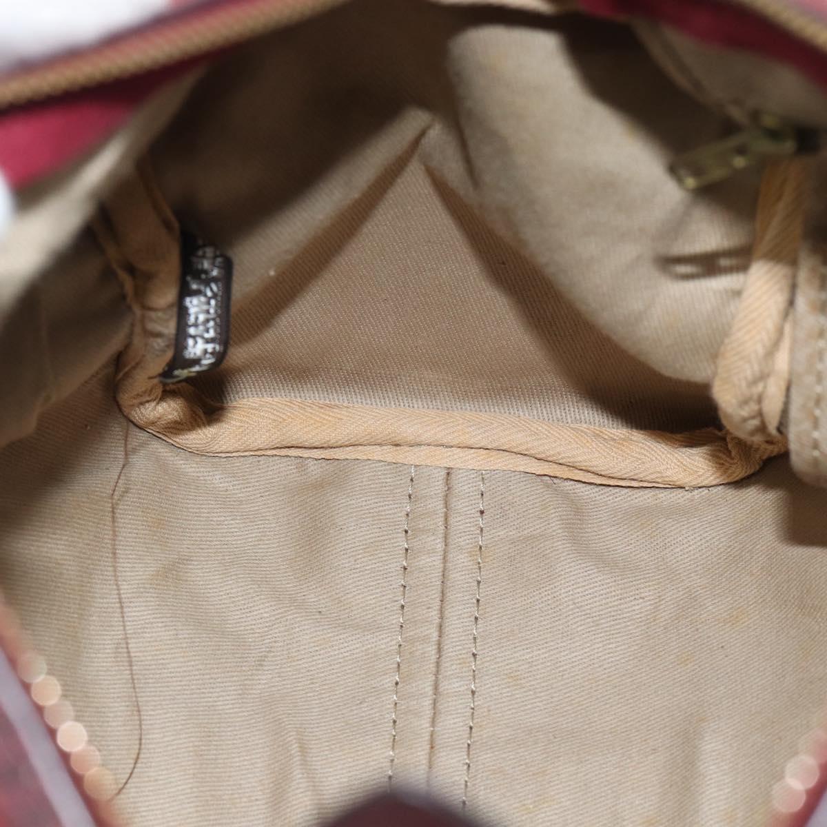 Christian Dior Trotter Canvas Boston Bag Suede Red Gold Auth 186895