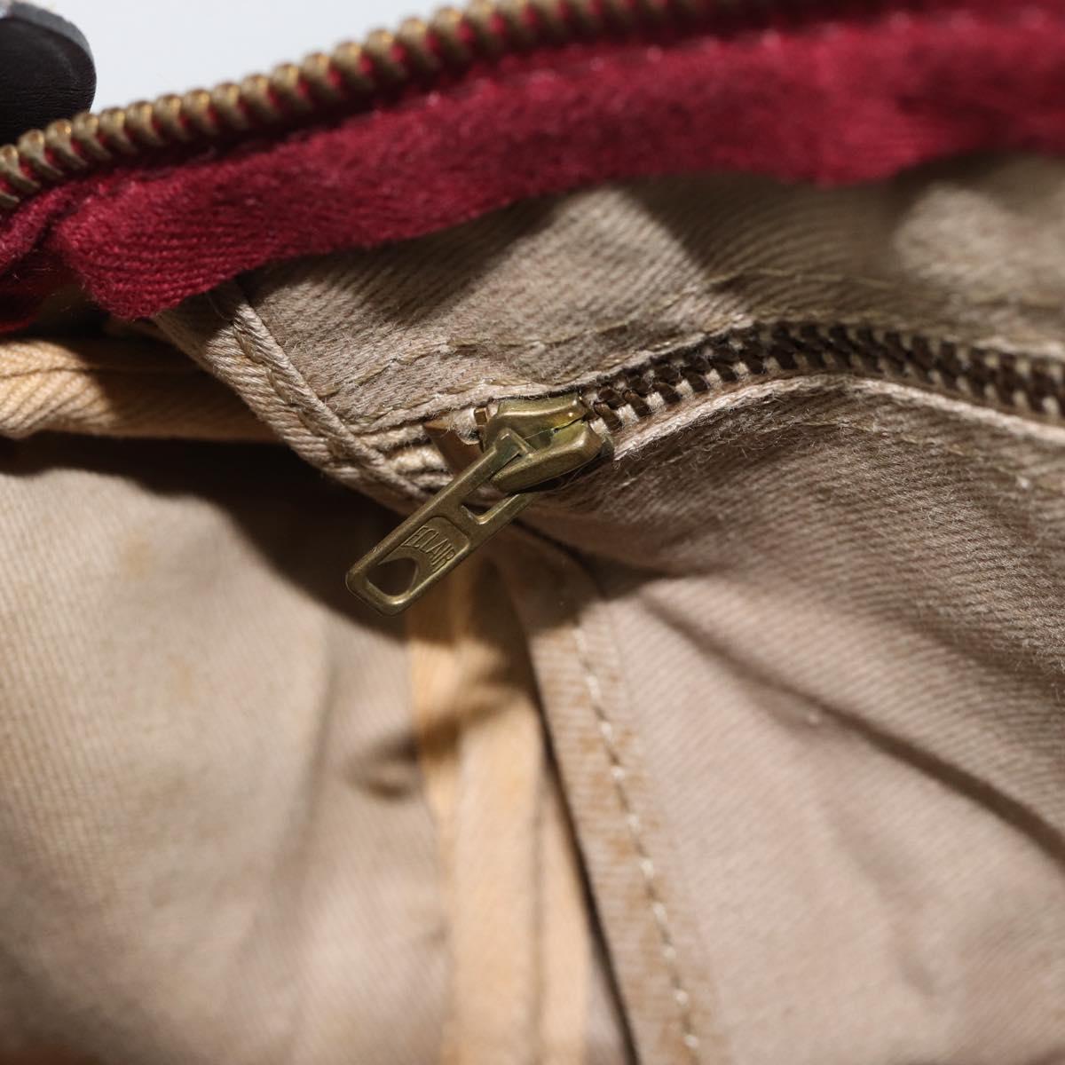 Christian Dior Trotter Canvas Boston Bag Suede Red Gold Auth 186895