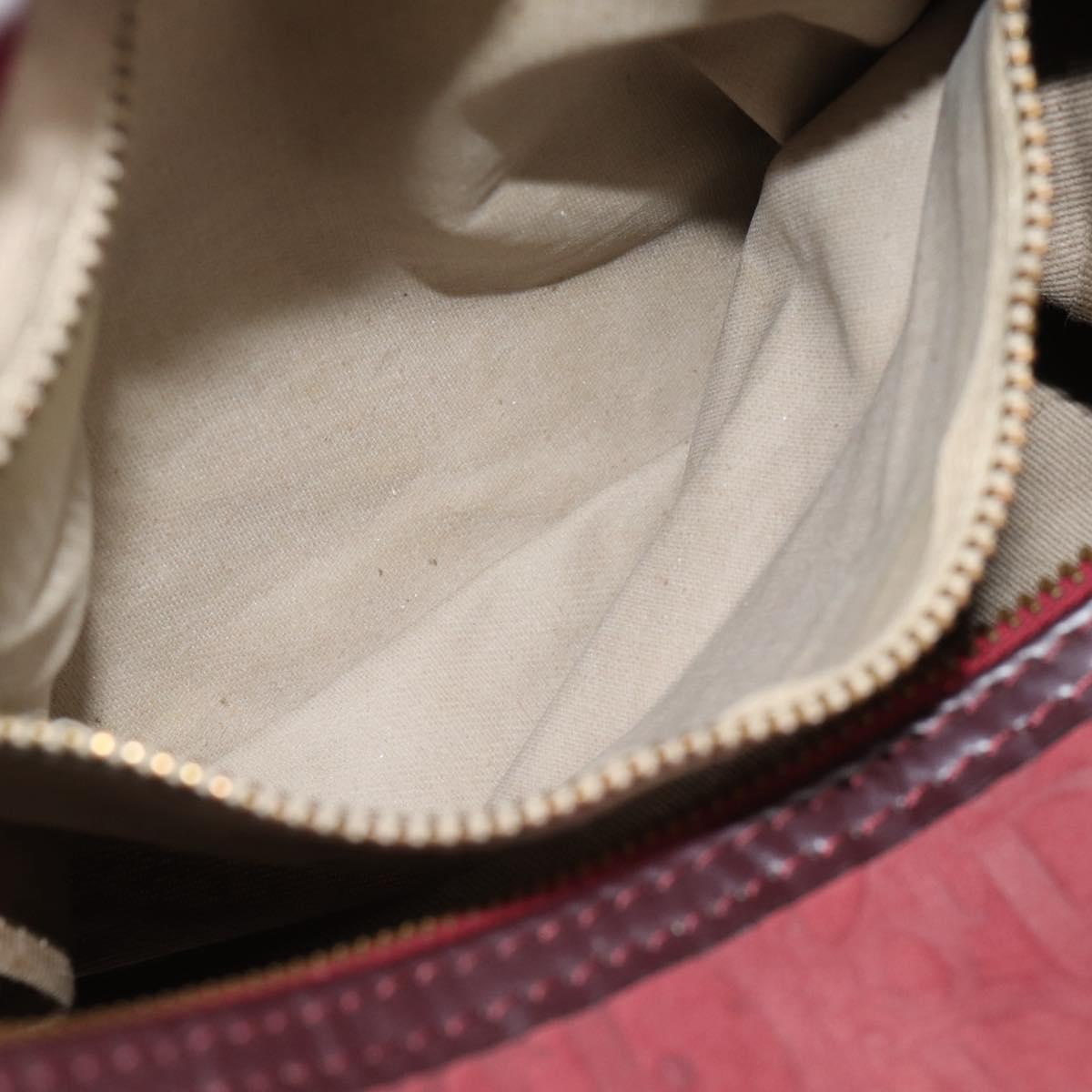 Christian Dior Trotter Canvas Boston Bag Suede Red Gold Auth 186895